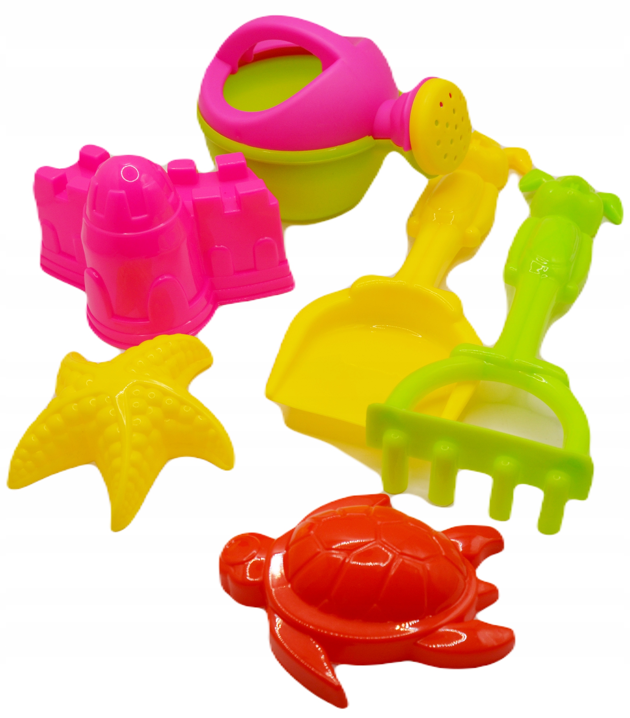 ZESTAW ZABAWEK DO PIASKU PIASKOWNICY NA PLAŻE KONEWKA FOREMKI ŁOPATKI 6el