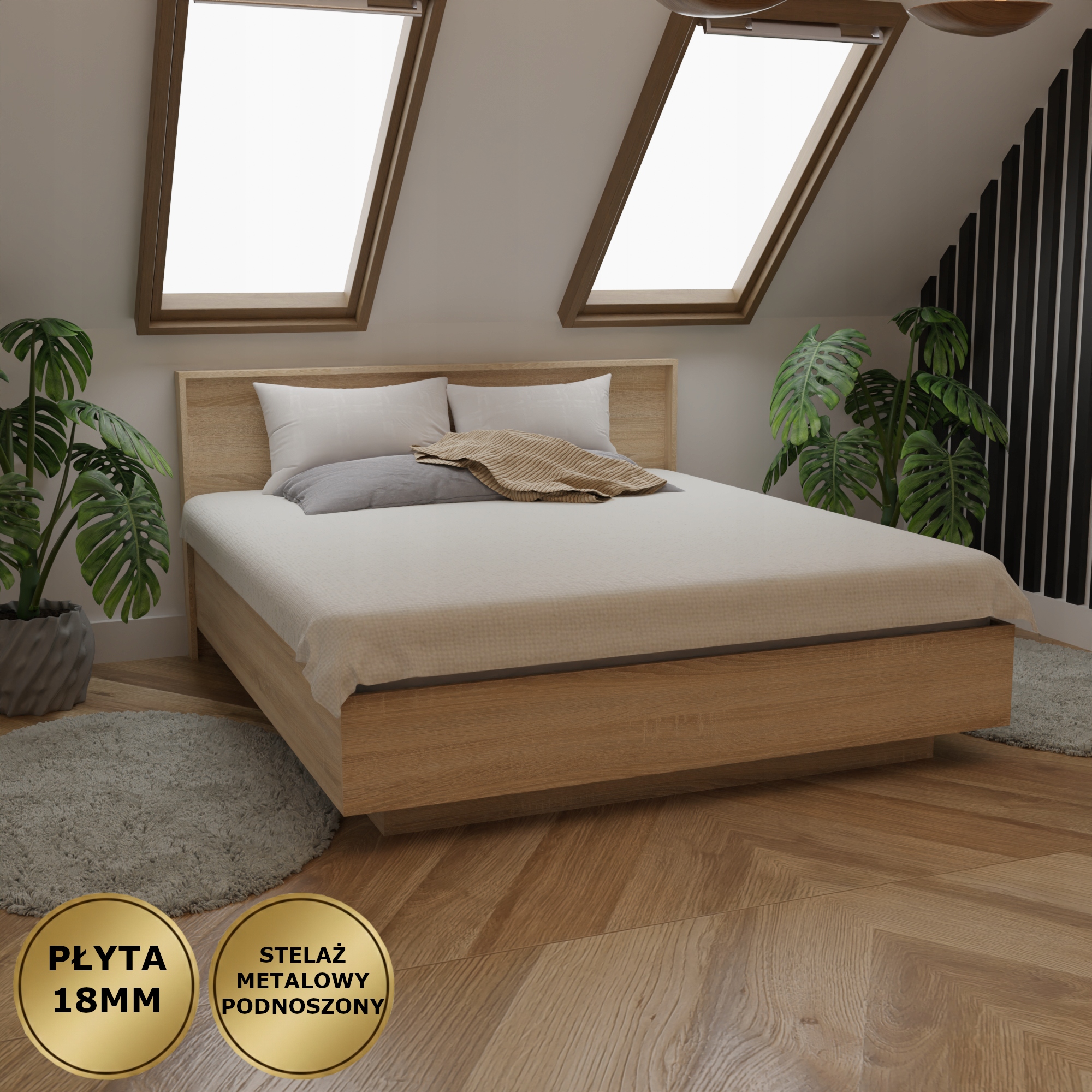 Levitující Postel Olivia 120X200 Kovová Konstrukce Zvedací Deska 18 MM