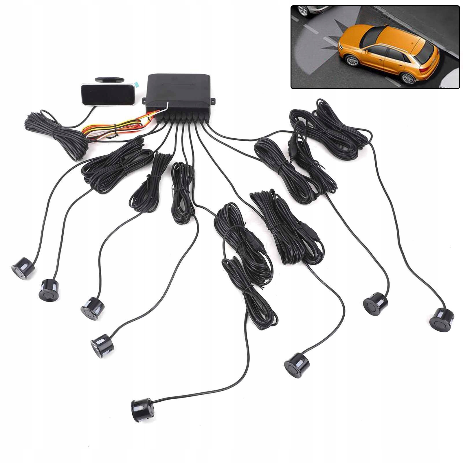 8X Parkovací Senzory Parktronic S Led LCD Displejem, stříbrné