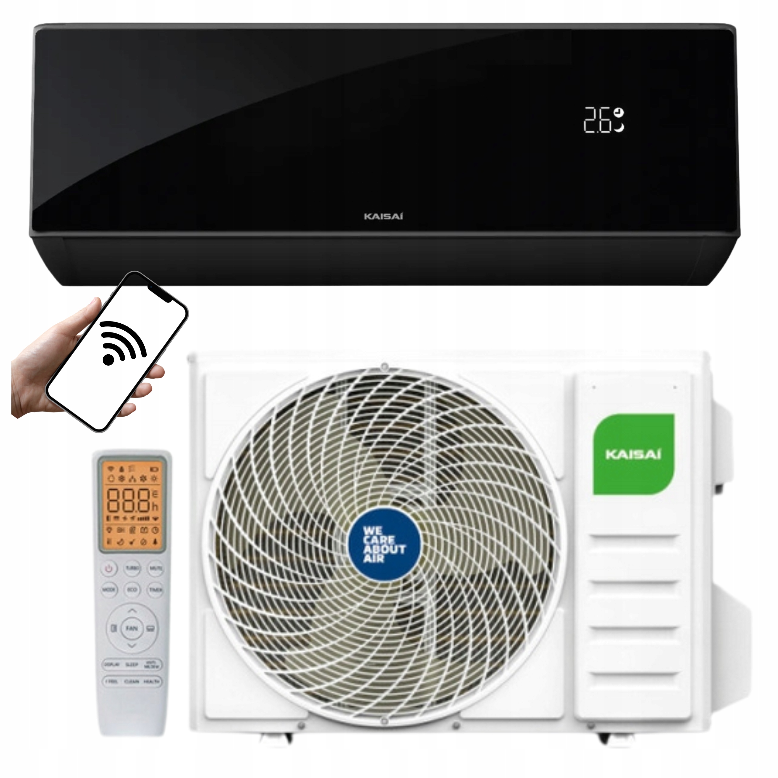 Nástěnný klimatizátor Kaisai Pro Heat+ 3,5 kW Black Topení Eev Hepa Wifi