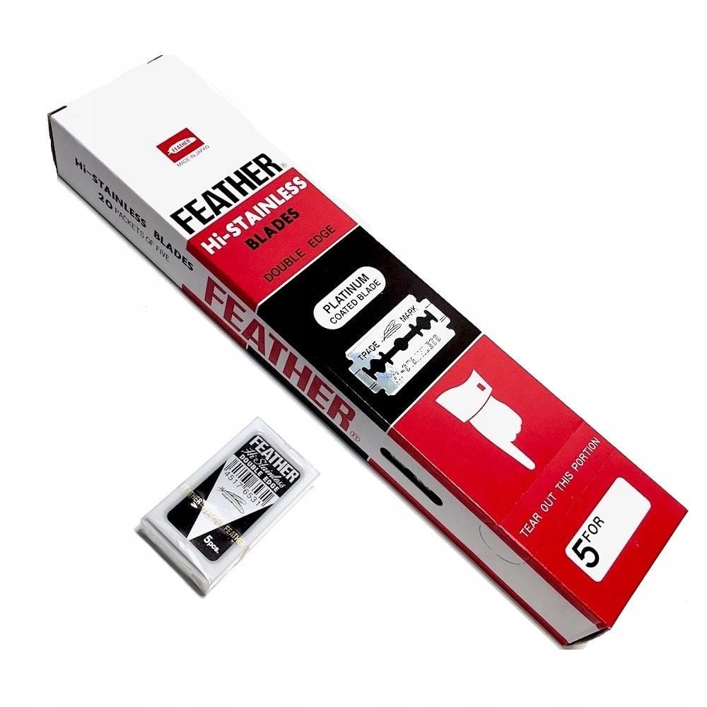 Standardní dvojité holicí žiletky Feather Hi-Stainless 100 ks