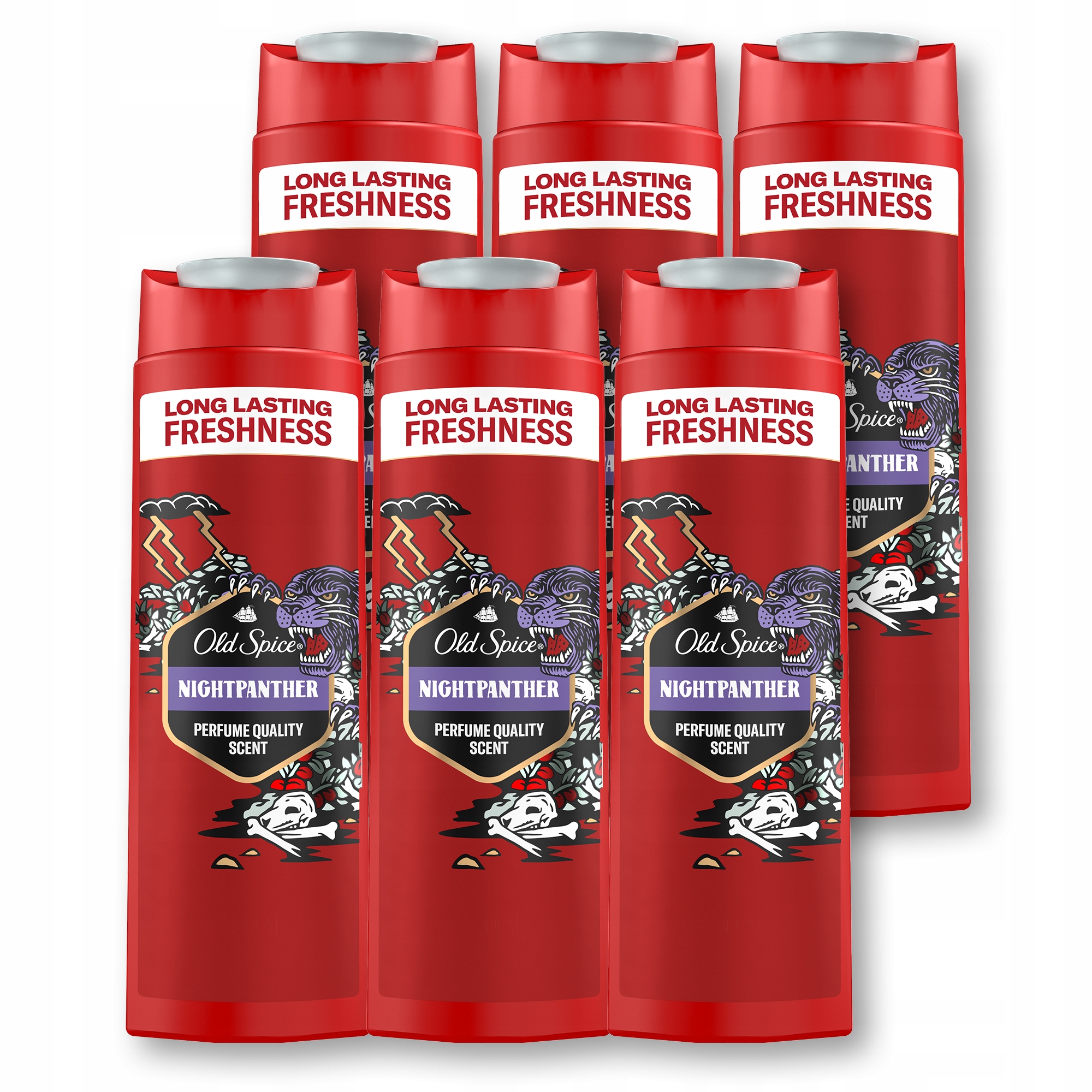 Old Spice Night Panther Żel męski pod prysznic i szampon 3w1, 6 x 400ml-Zdjęcie-0