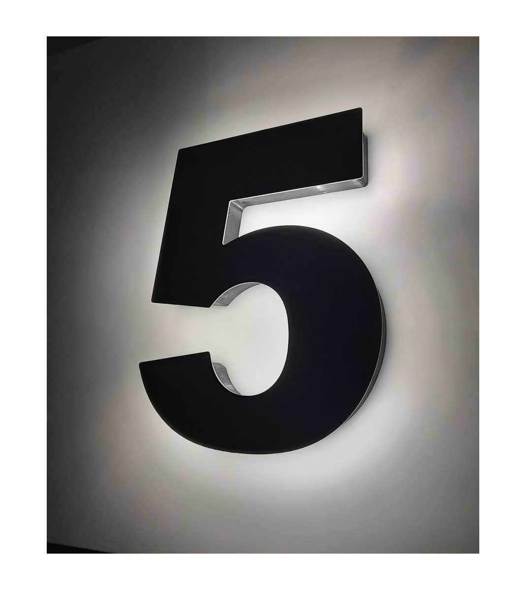 Podświetlany Numer Domu Cyfra 3D LED Aluminium 21cm Kolory - 5