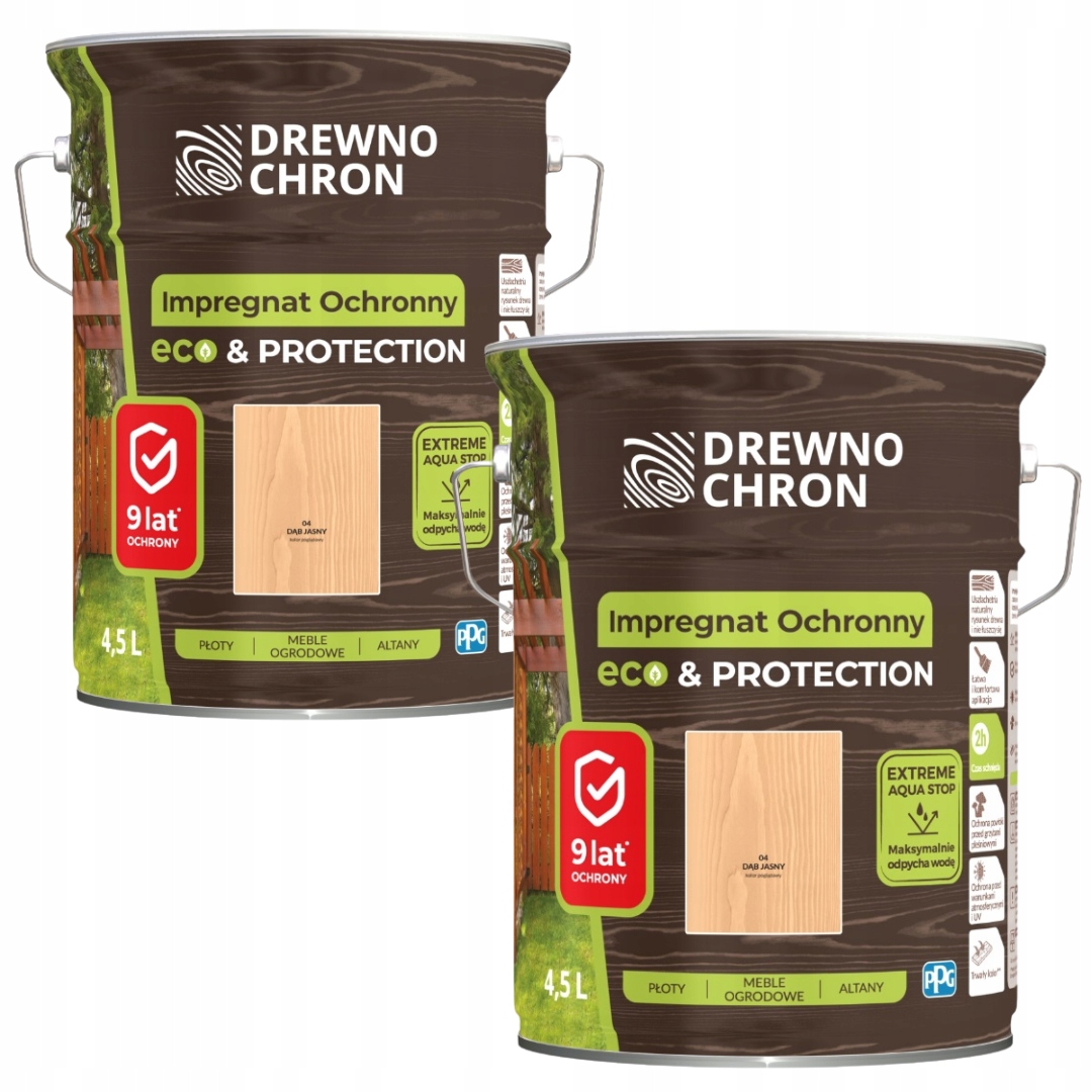 Set Drewnochron Eco&protection 2x4,5L Impregnat Na Dřevo Dub Světlý 9L