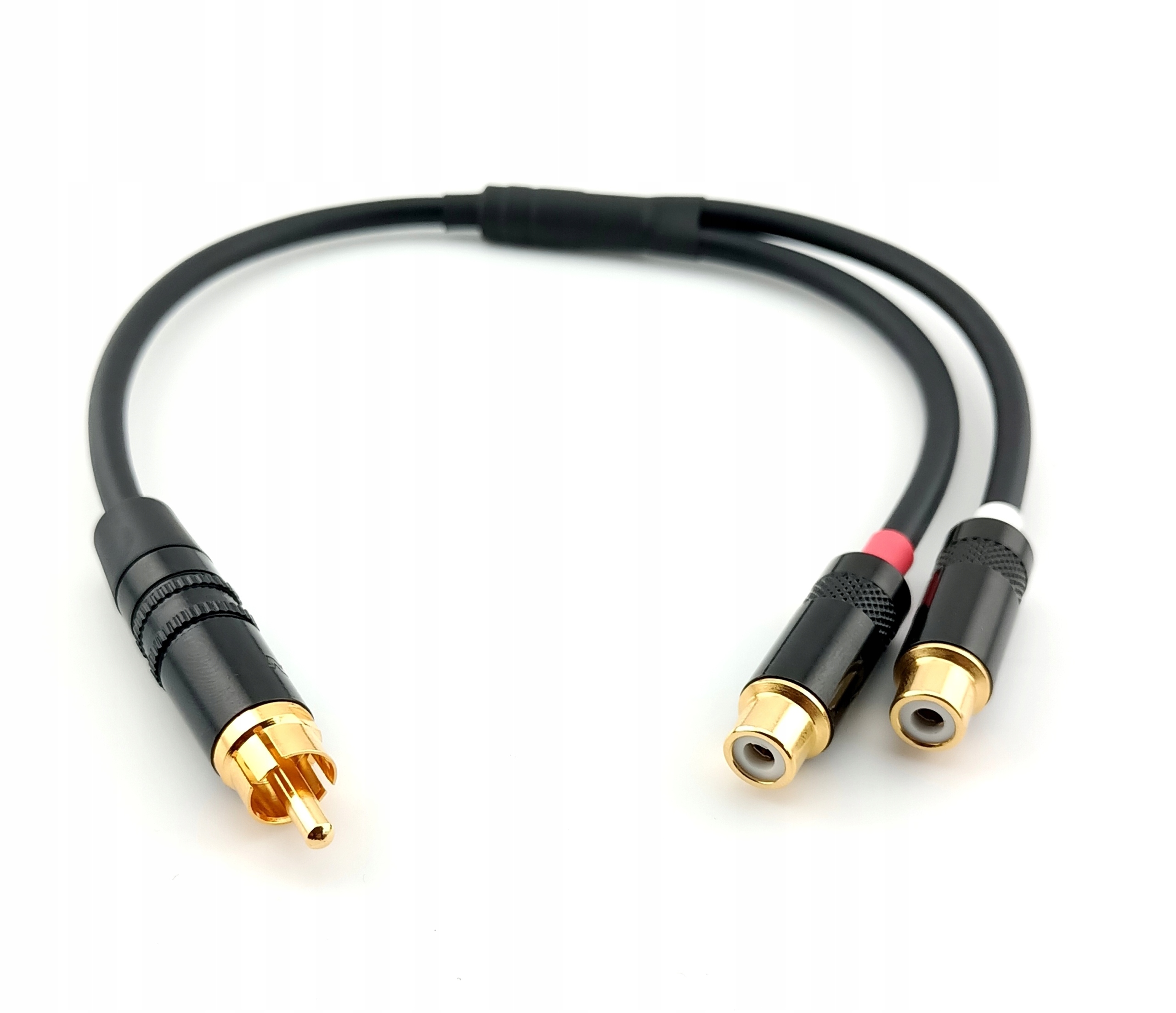 Kabel rozdzielacz ręcznie wykonany wtyk Rca 2 x gniazdo Rca 15 cm Canare