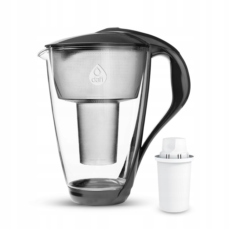 Szklany dzbanek Dafi Crystal czarny Classic +butelka szafirowa 0,5 barwiona