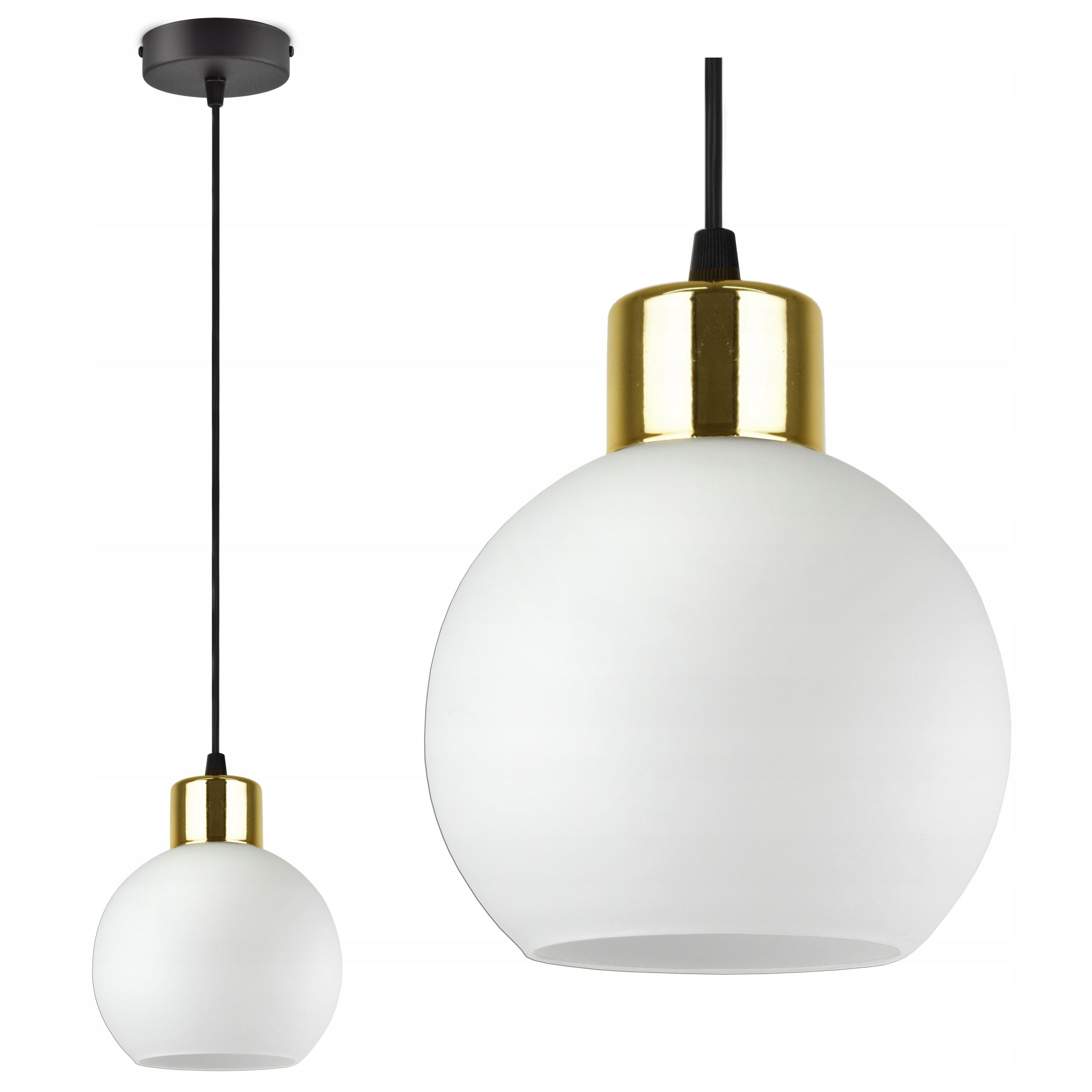 

Lampa Wisząca Żyrandol Szklana Kula Mleczna Led
