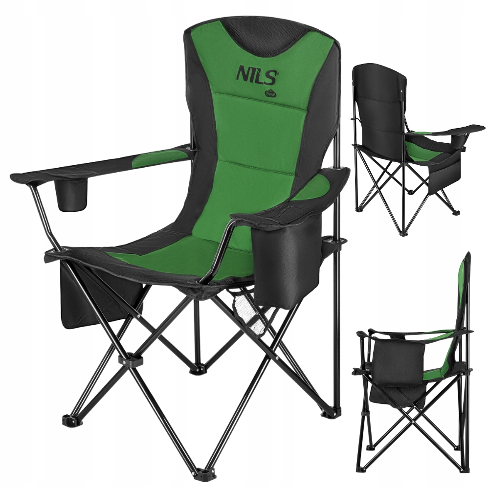 Turistické skládací plážové kempingové křeslo zahradní zelené Nils Camp
