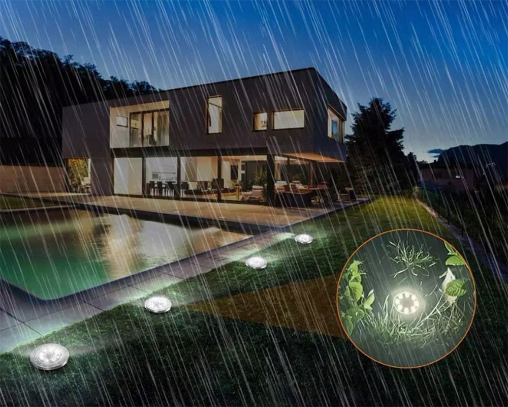 4x LAMPKI OGRODOWE SOLARNE GRUNTOWE WBIJANE NAJAZDOWE LED ŚWIECĄCY DYSK Marka Maibang