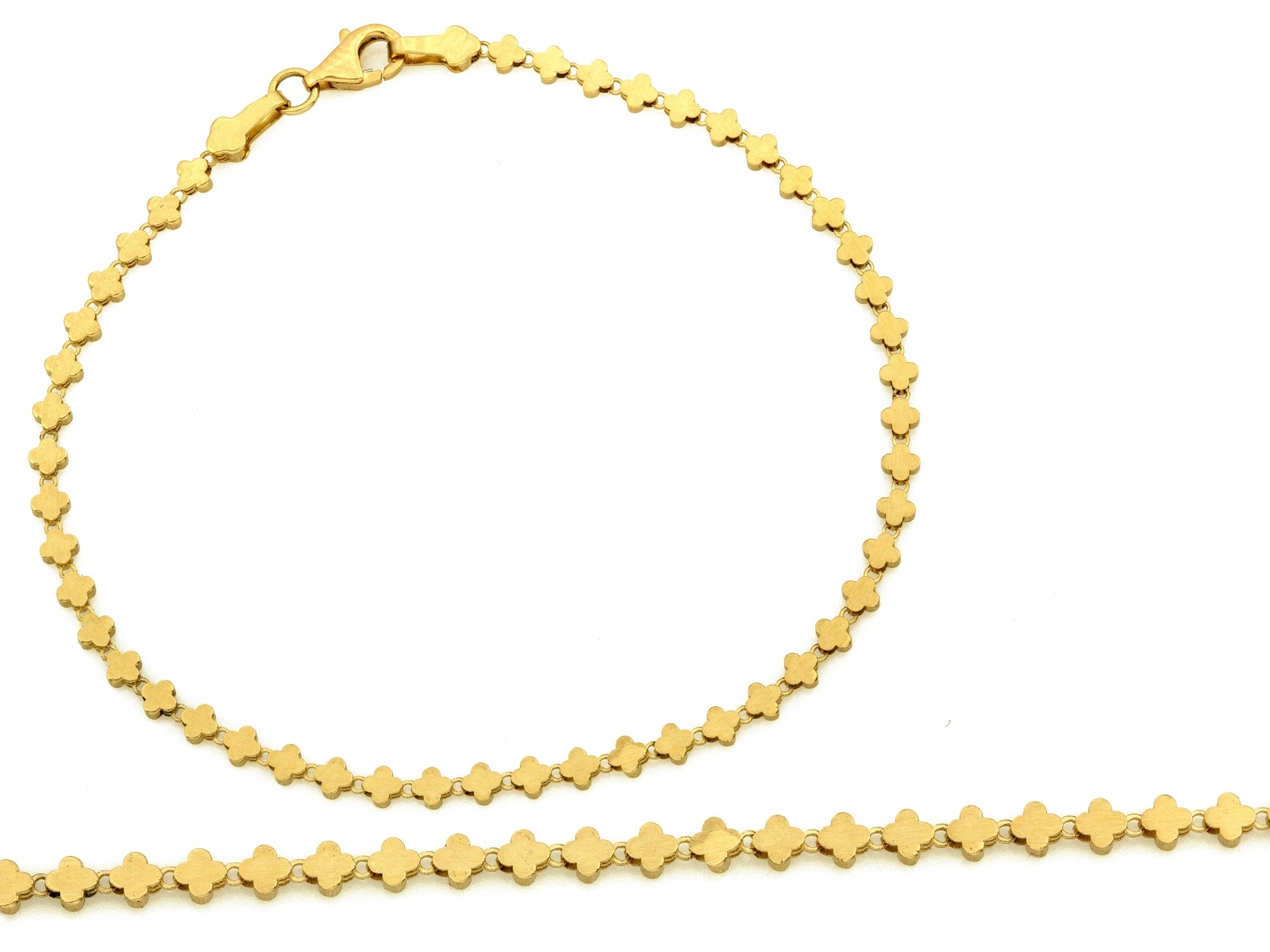 Náramek zlatý 585 jemný elementární r19 kvítky plechy 2.64 g