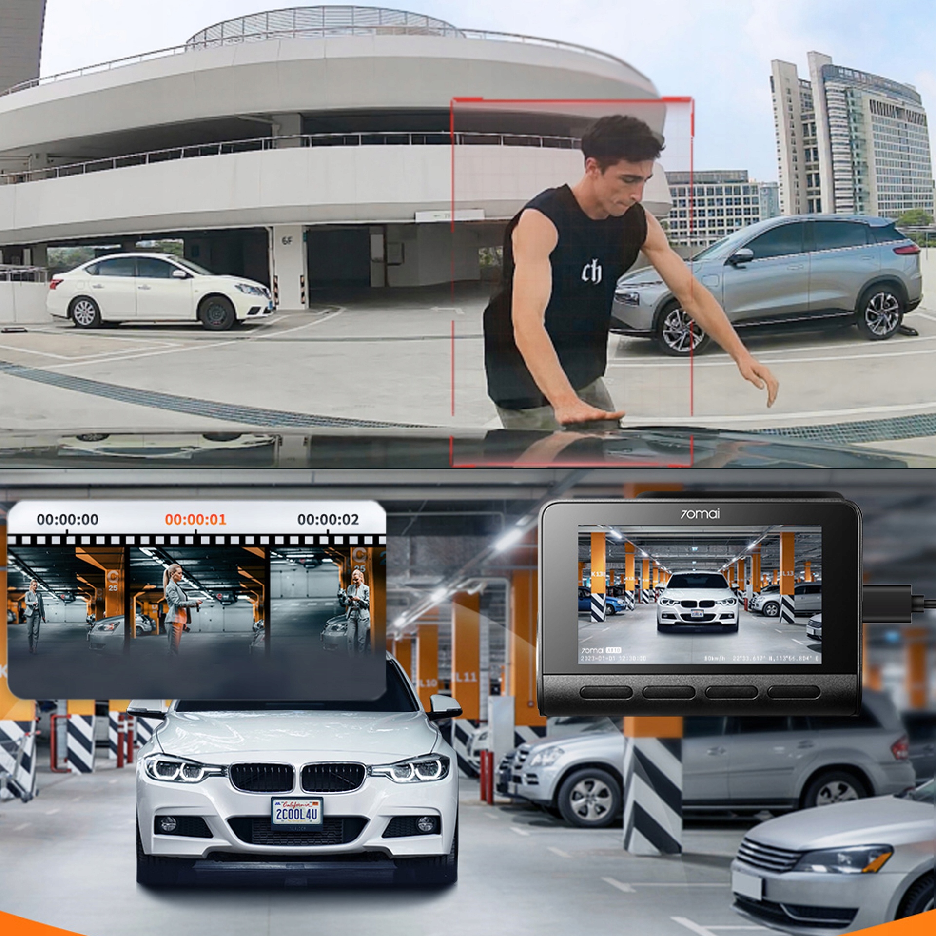 70mai Wideorejestrator A810 + tylna RC11 + 256GB Komunikacja GPS Wi-Fi