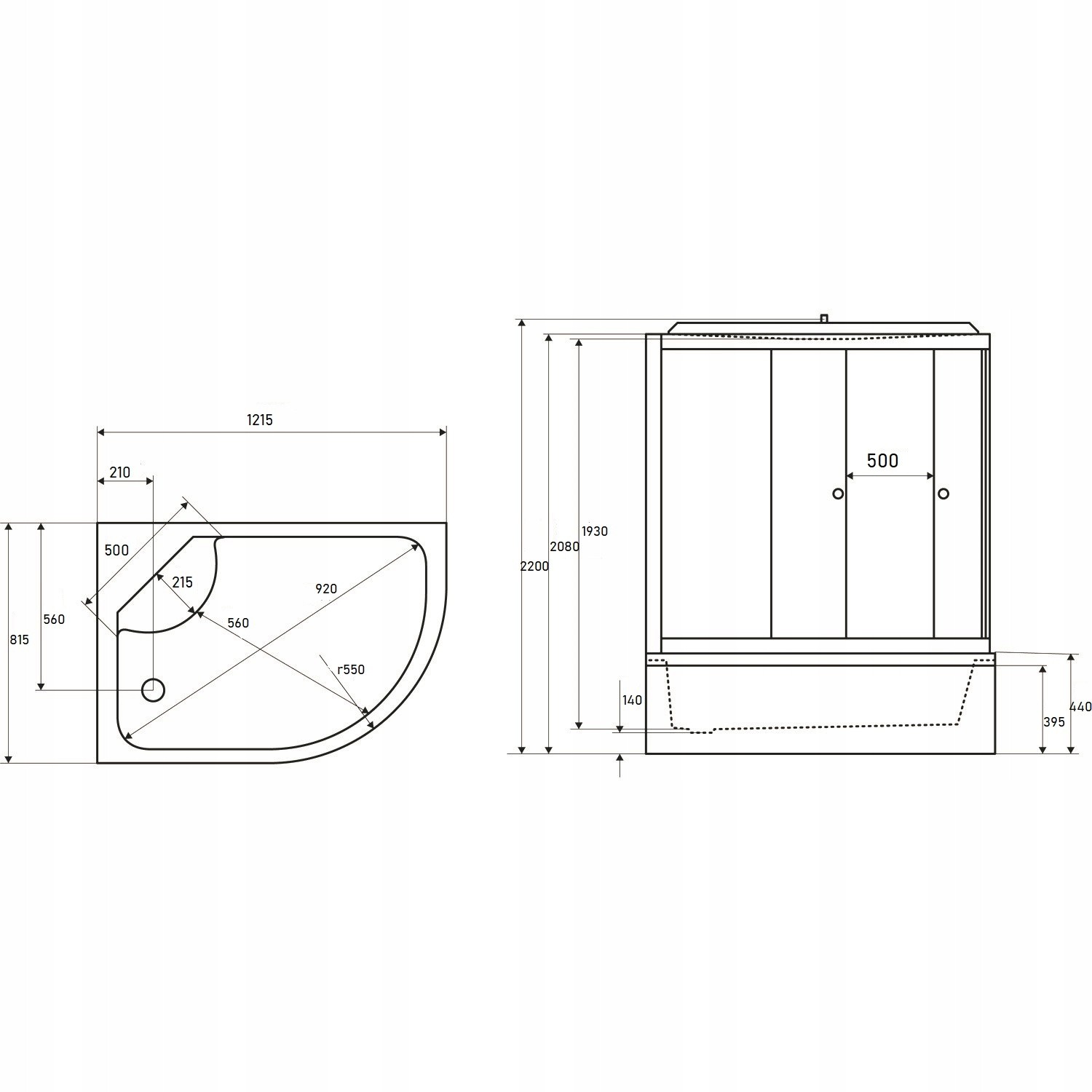 KABINA PRYSZNICOWA HYDROMASAŻOWA 120x80 cm BRODZIK WANNA Głębokość 81 cm