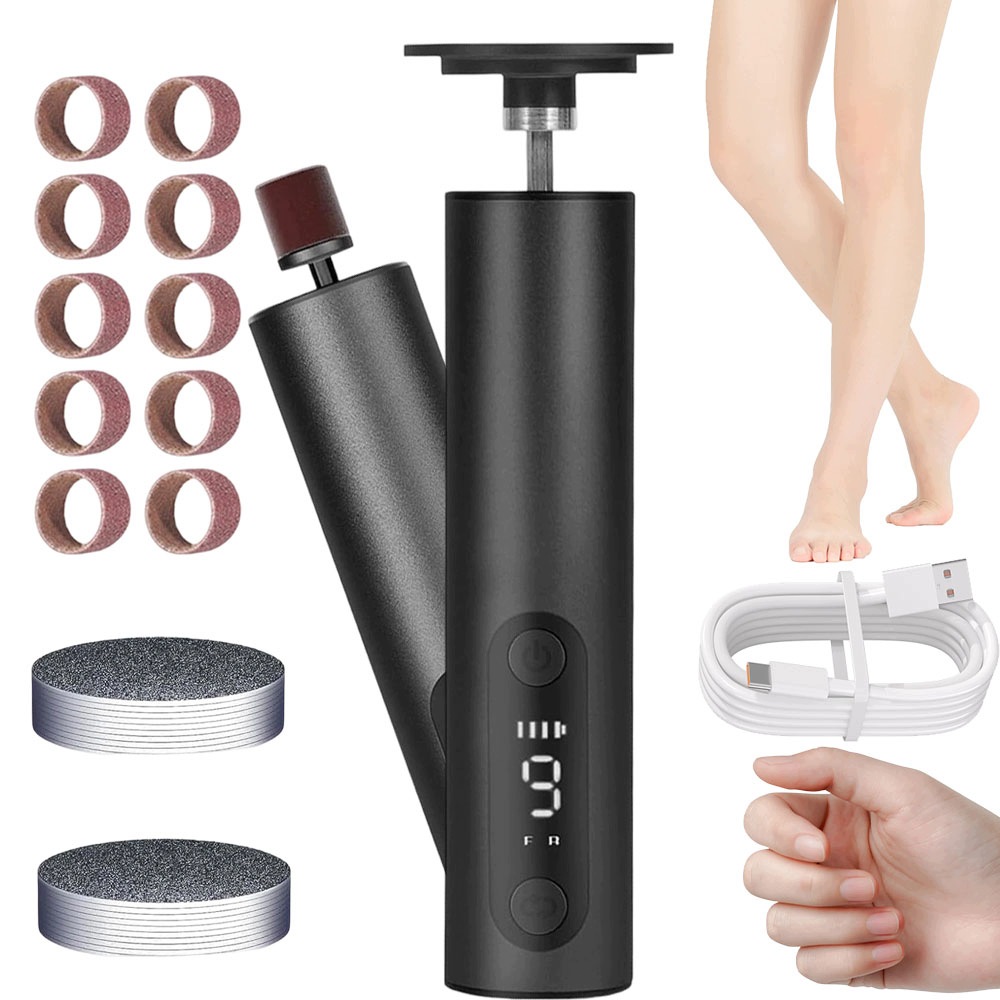 Pedikúra Na Nohy 9 rychlostních stupňů LCD Usb-c 1200 mAh 10 kotoučů 80/120 Dom Síla Eko