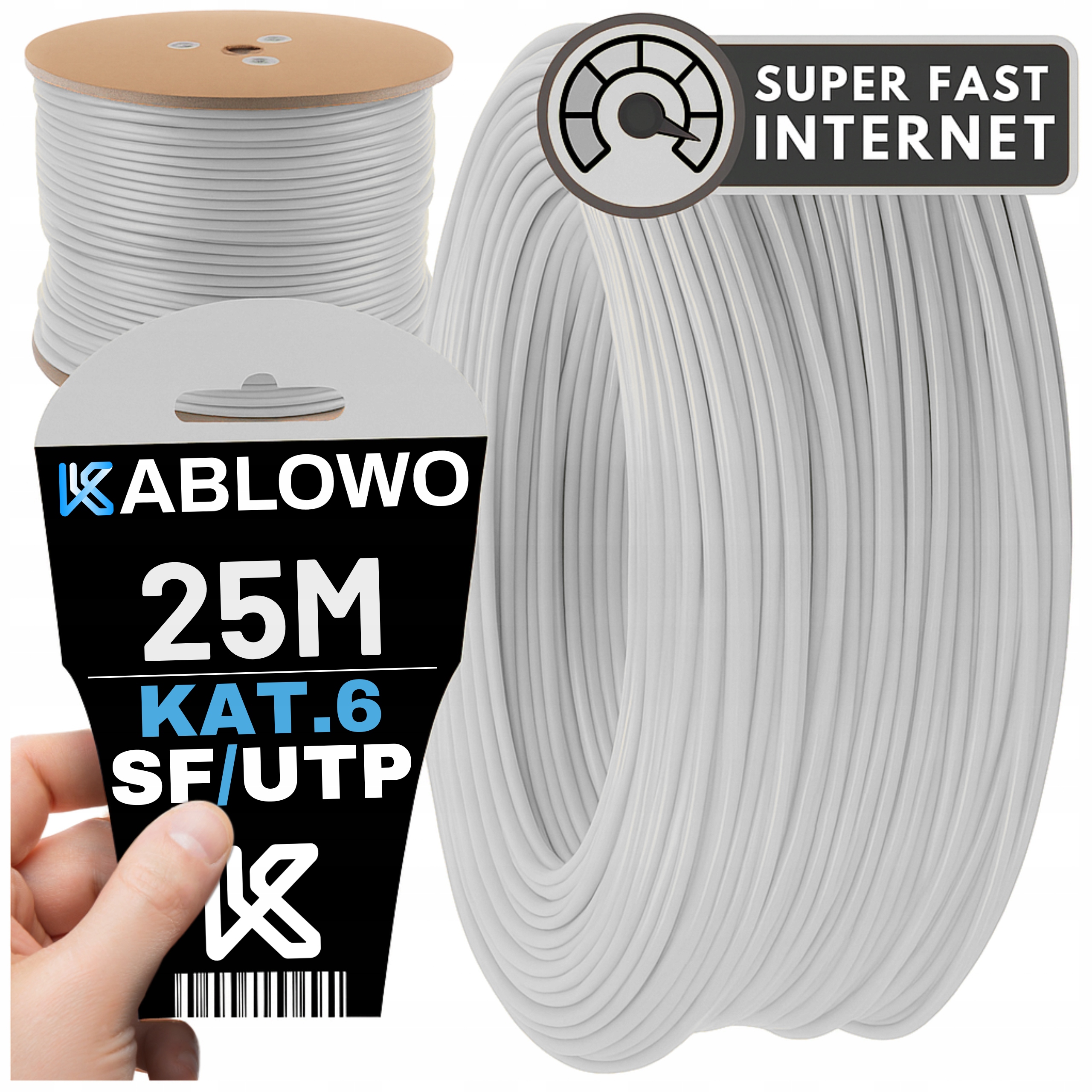 Kabel Przewód Sieciowy Skrętka Cu Lan RJ45 Sf/utp Cat KAT.6 25M Lanberg