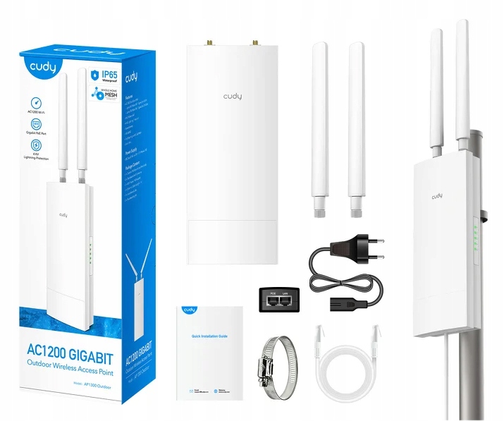 Cudy AP1300 Vonkajší prístupový bod Wi-Fi 5 2,4 GHz/5 GHz Gigabit PoE