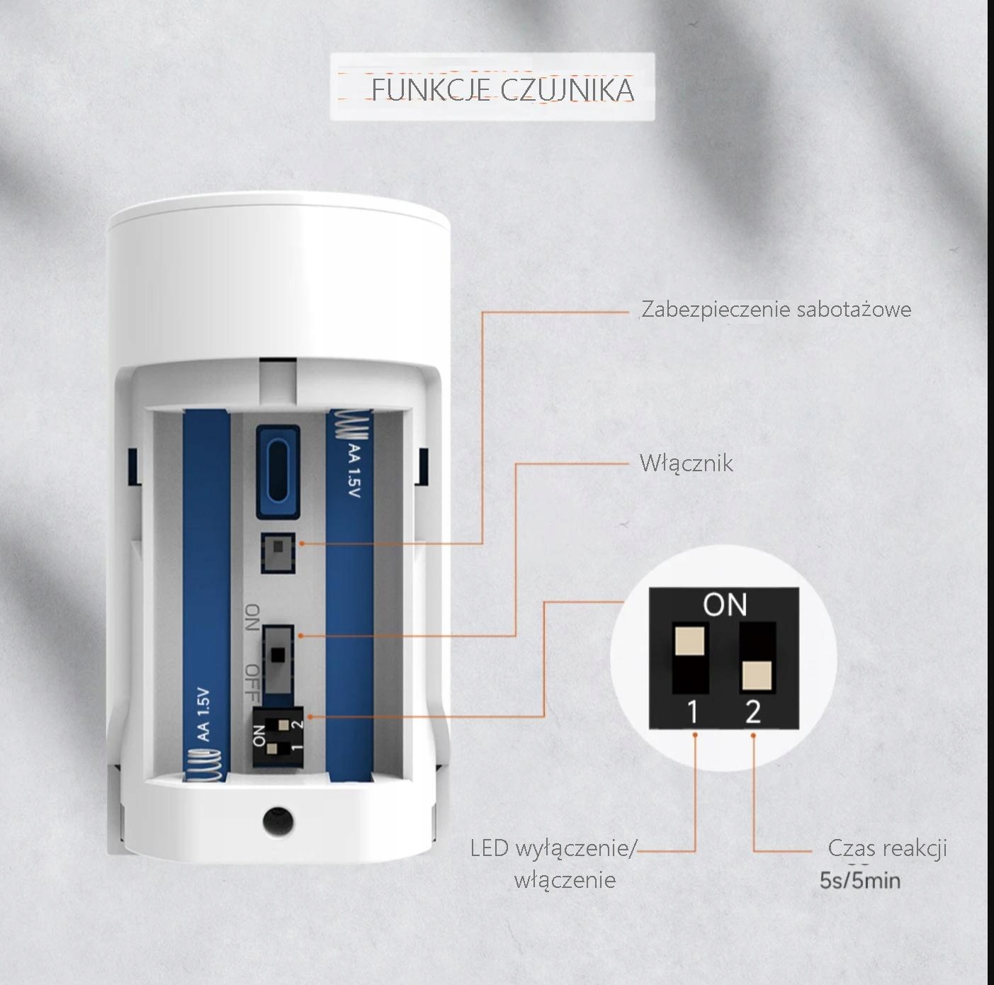 Czujnik, detektor ruchu PIR 433MHz AlarmZone PR200 - do systemów alarmowych Marka AlarmZone