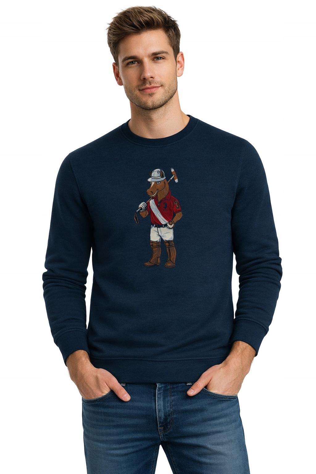 U.s. Polo Assn. Pánská Mikina MUP3058-J09 crewneck s výšivkou, tmavě modrá