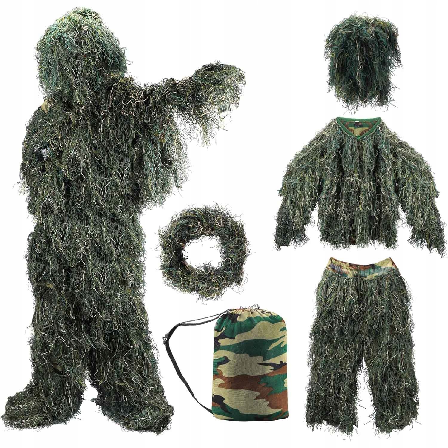 Lovecká Kamufláž Survival Komplet 5V1 Ghillie Maskovací Oblek