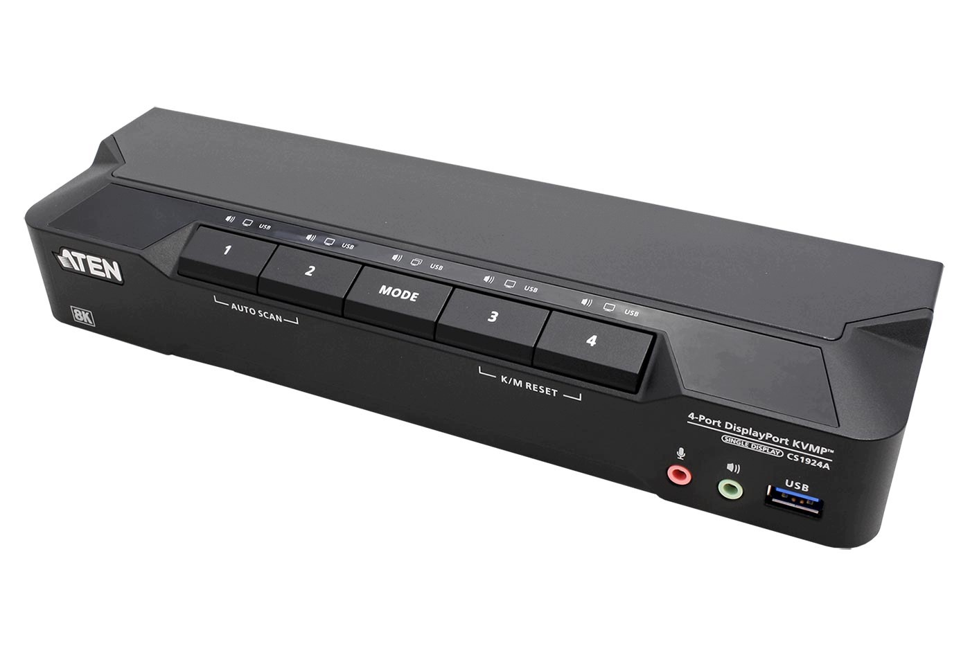 Aten Kvm přepínač (usb Klávesnice a Myš,DP,Audio) 4:1,USB 3.0,8K (CS1924A)