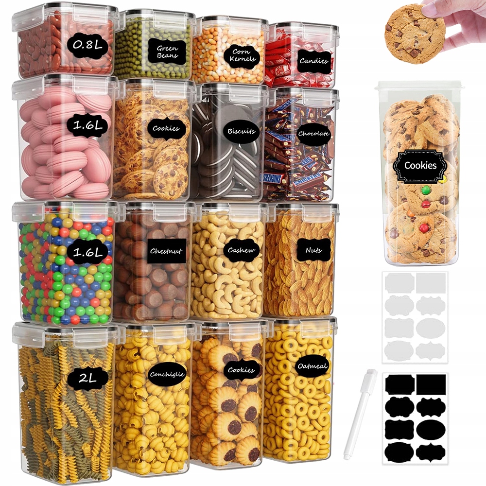 Sada Kuchyňských Nádob 16 Ks Pro Skladování Suchých Produktů