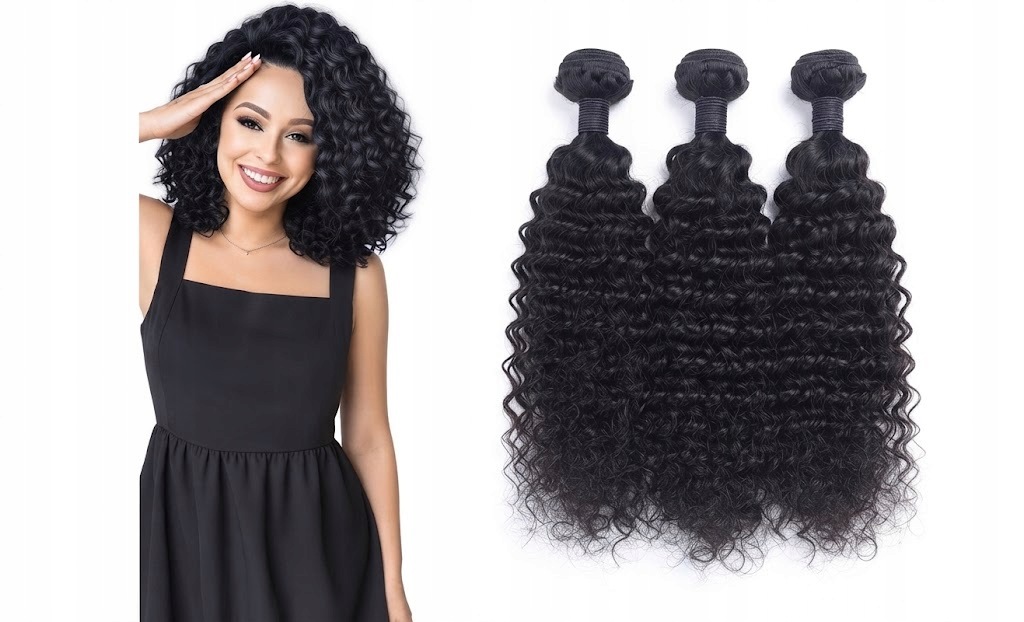 3x Naturalne Włosy Afro Loki Na Taśmie Przedłużanie Zagęszczanie 20cm