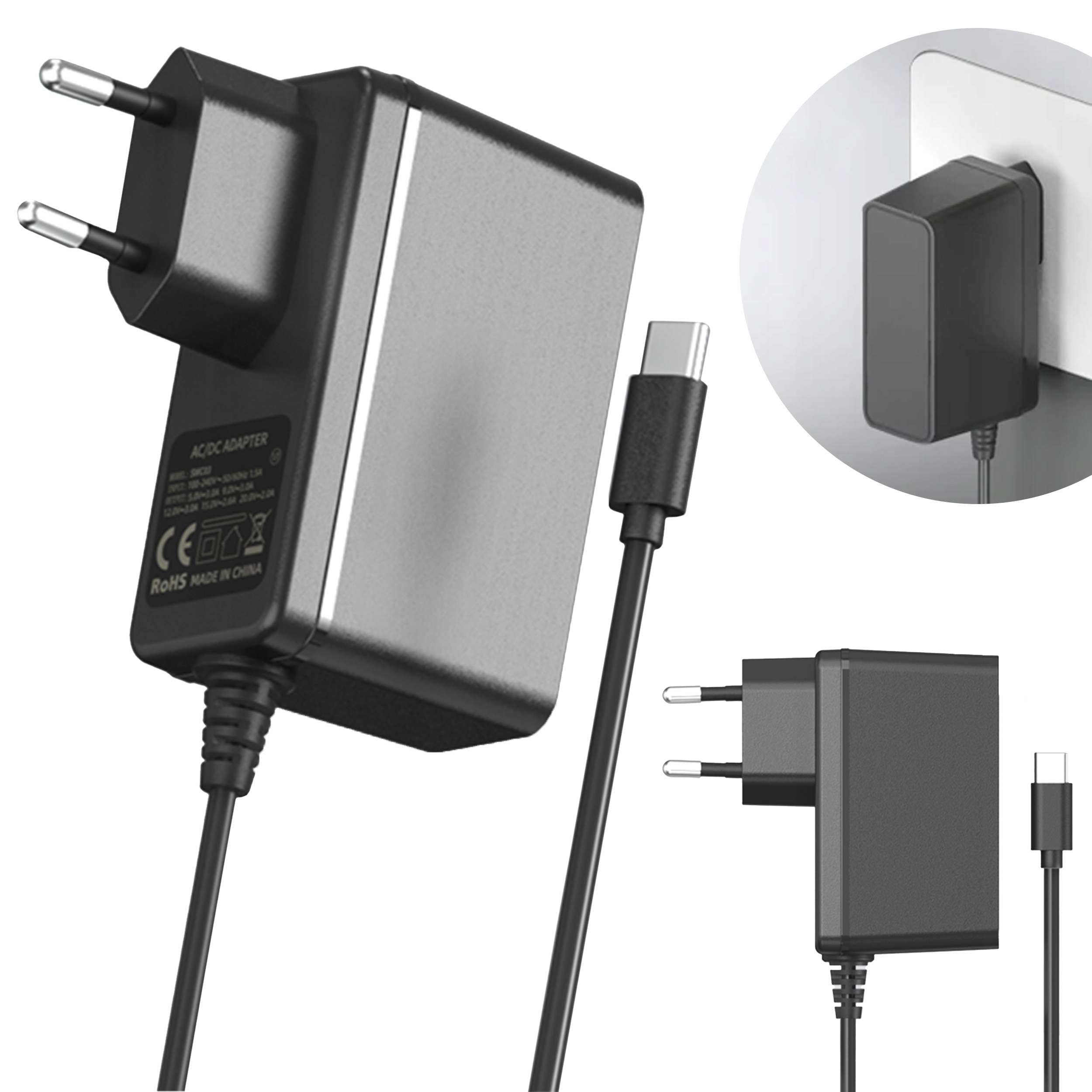 NINTENDO SWITCH OLED ŁADOWARKA AC/DC Adapter Przewód zasilający typu USB-C