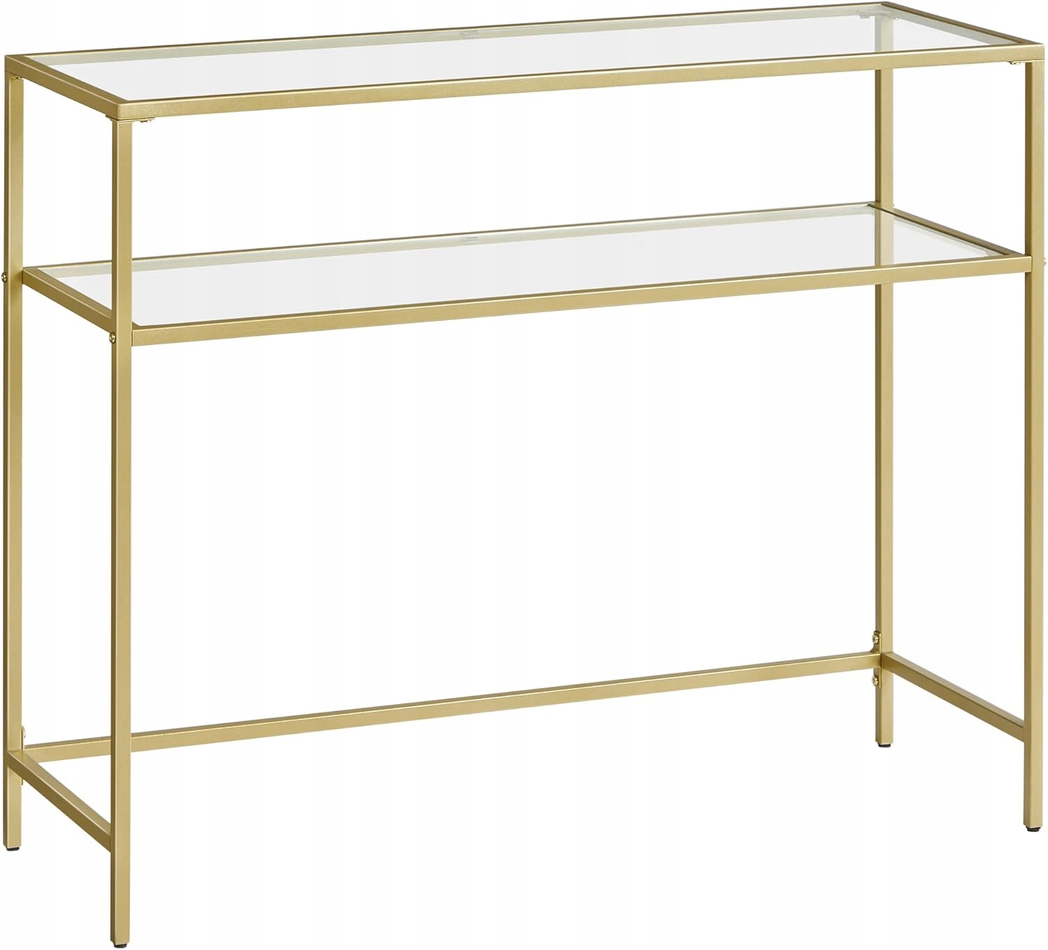 Sklenený Konzolový Stôl Zlatý, Minimalistický, Moderný, S Regulovateľnými Nohami