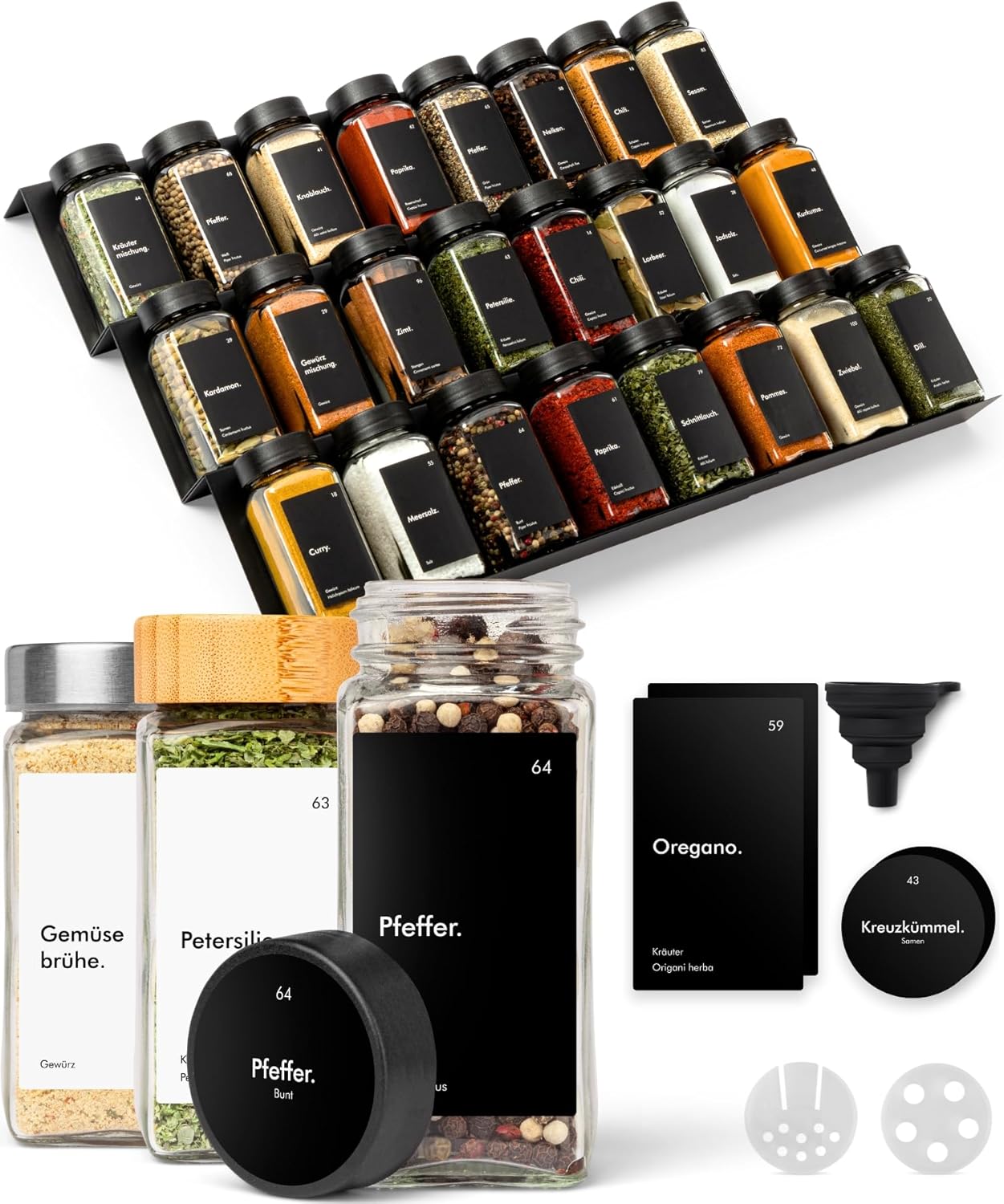 Regál Na Koření Kovový Nastavitelný 24 Sklenice Stříbrný 38x30CM