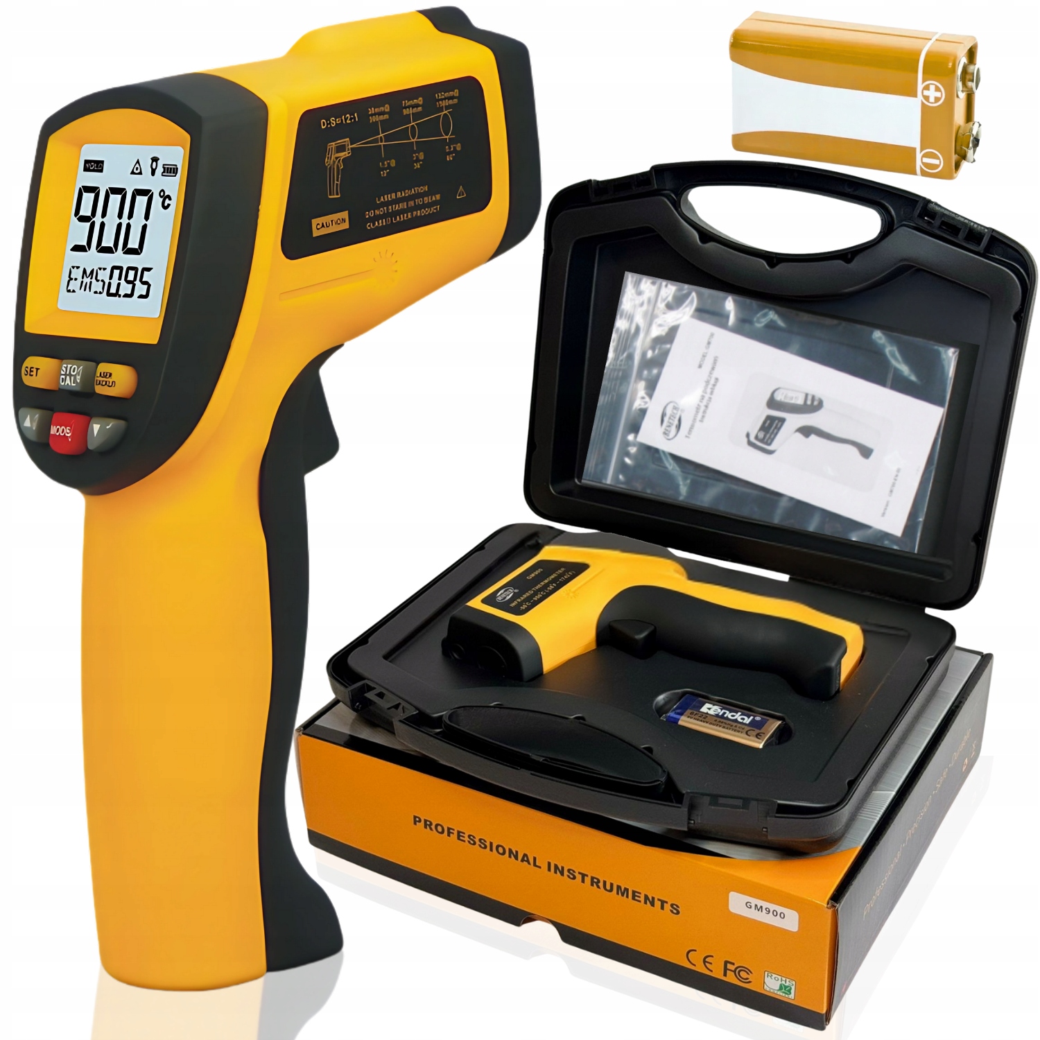 Pyrometr Laserový Bezdotykový Infračervený Teploměr, Emisivita -50 +950°