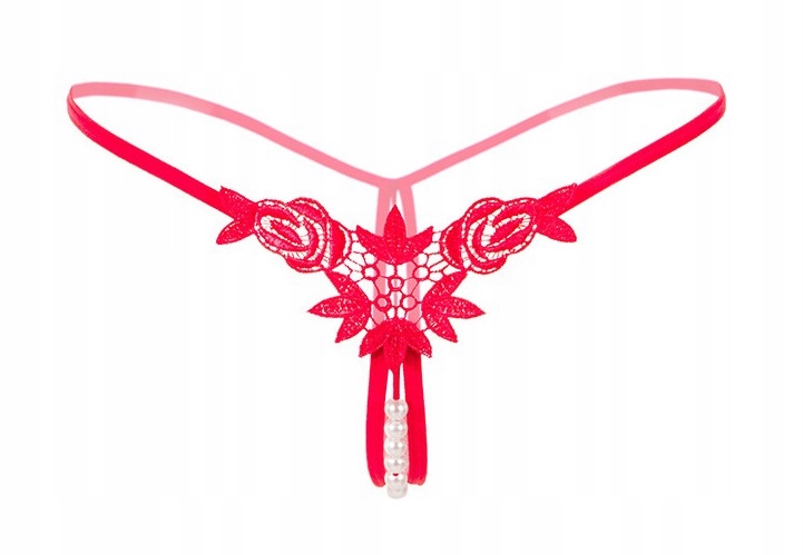 DAMSKIE STRINGI Z KULECZKAMI CZERWONE BIELIZNA DAMSKA
