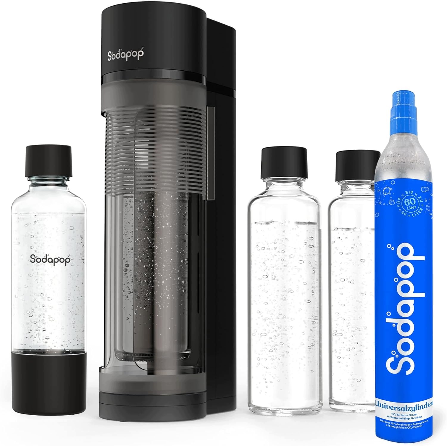 Sodapop Logan Výrobník Sody CO2 Sada 3 Lahví Matná Černá 42,6 CM