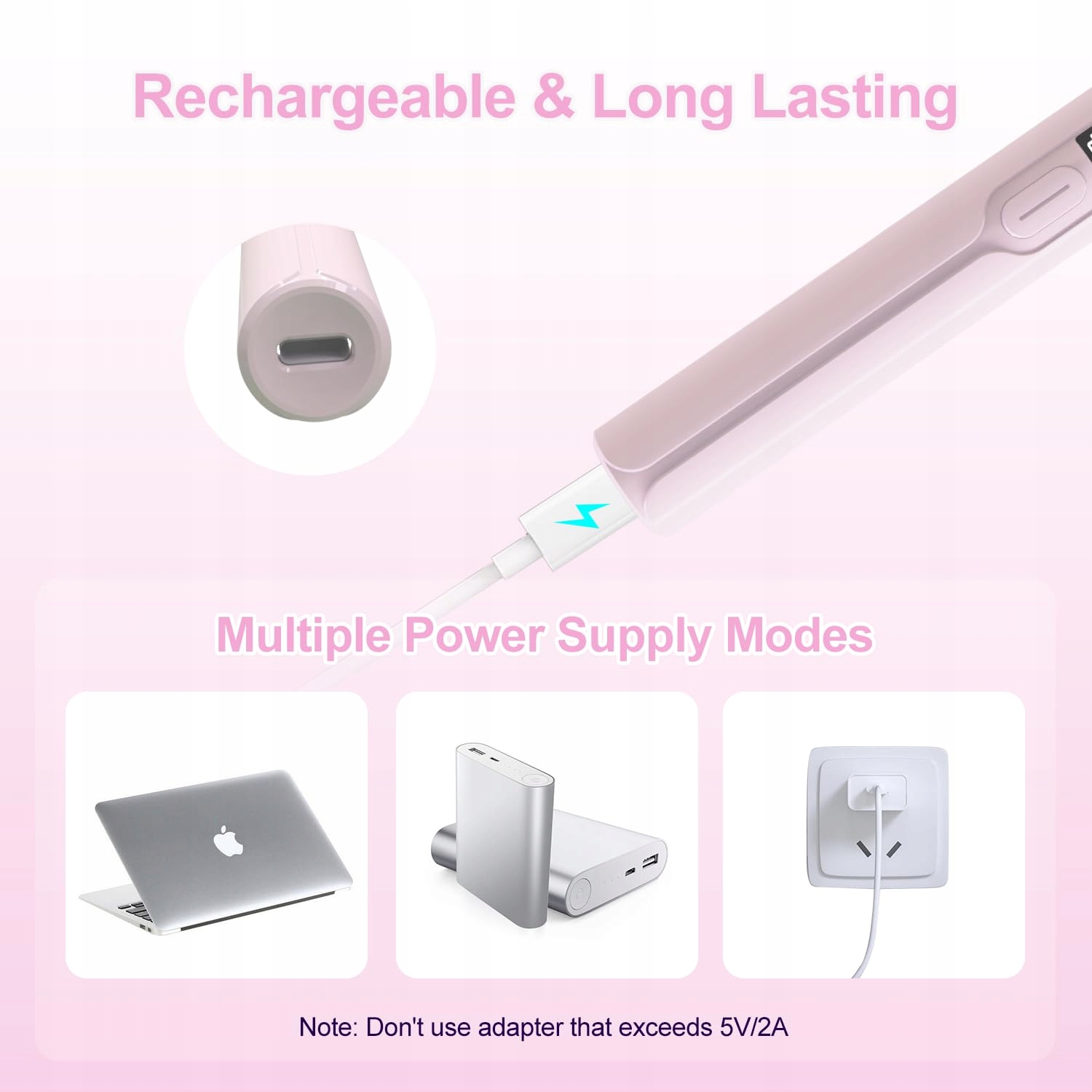 ASIMEBESTY Mini Lampa UV Do Paznokci Przenośna LED 3W Dla Żelu Różowa — miniatura 5