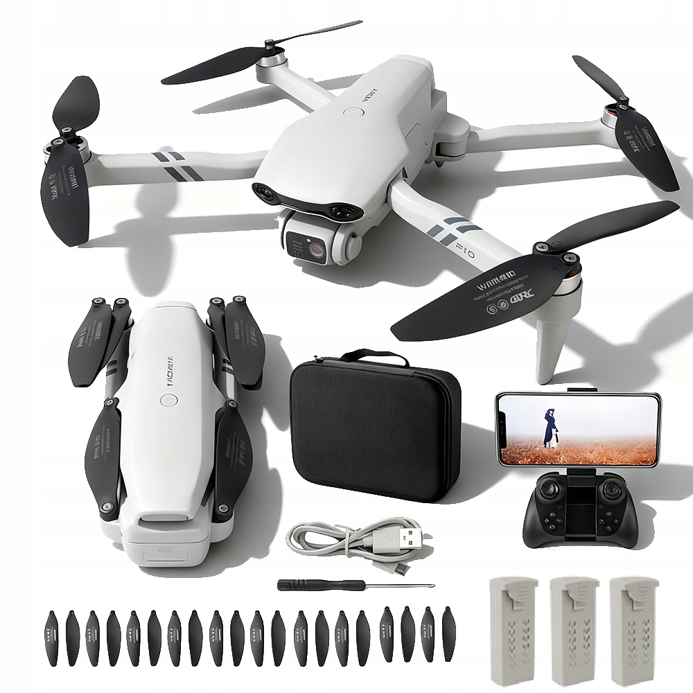 F10 Wifi Hd Składany Dron Funkcja Filmowania Akrobacje Powietrzne 3 Baterie