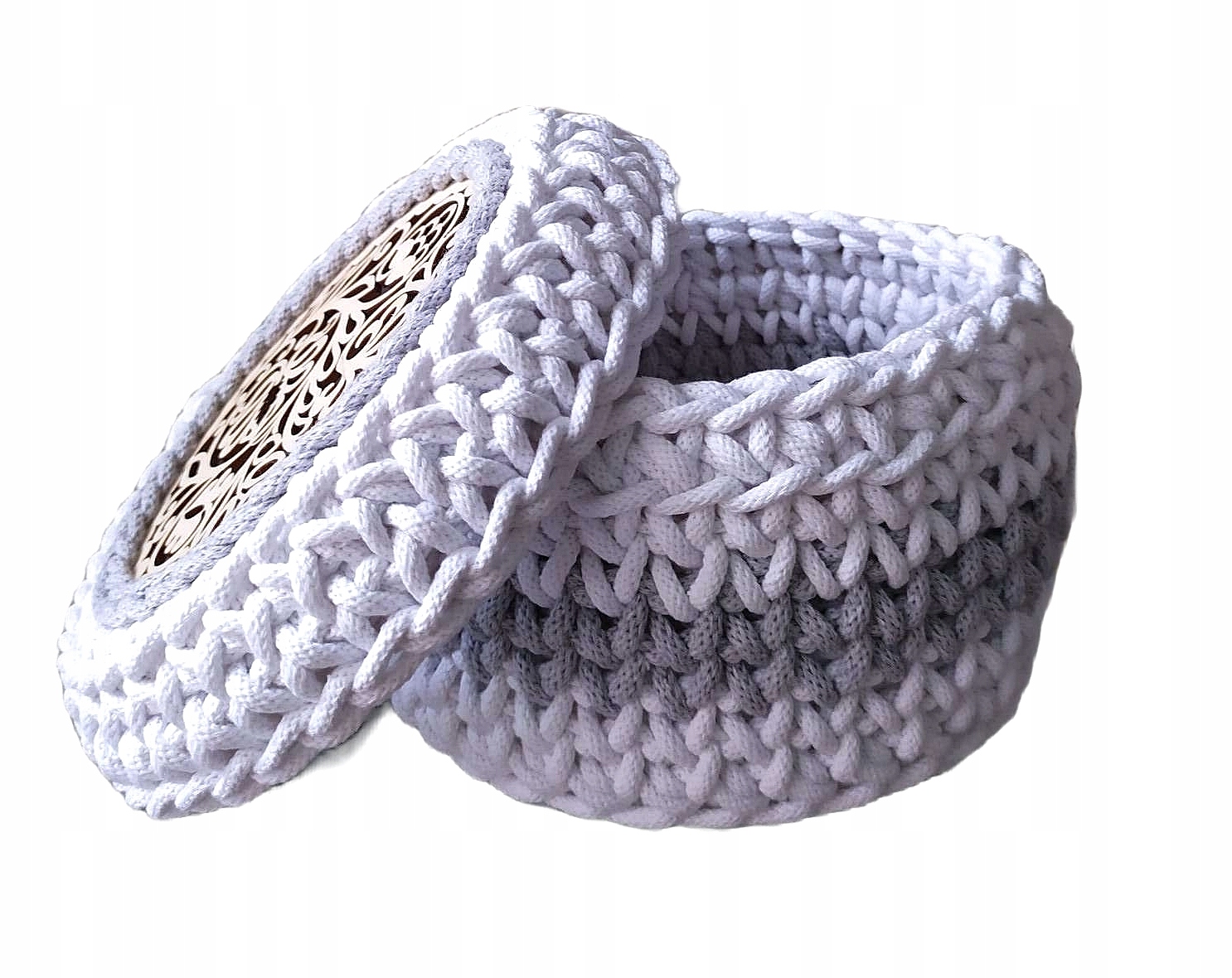 KOSZYK Z POKRYWKĄ MAKRAMA SZNUREK HANDMADE RĘCZNIE Marka Sodanix