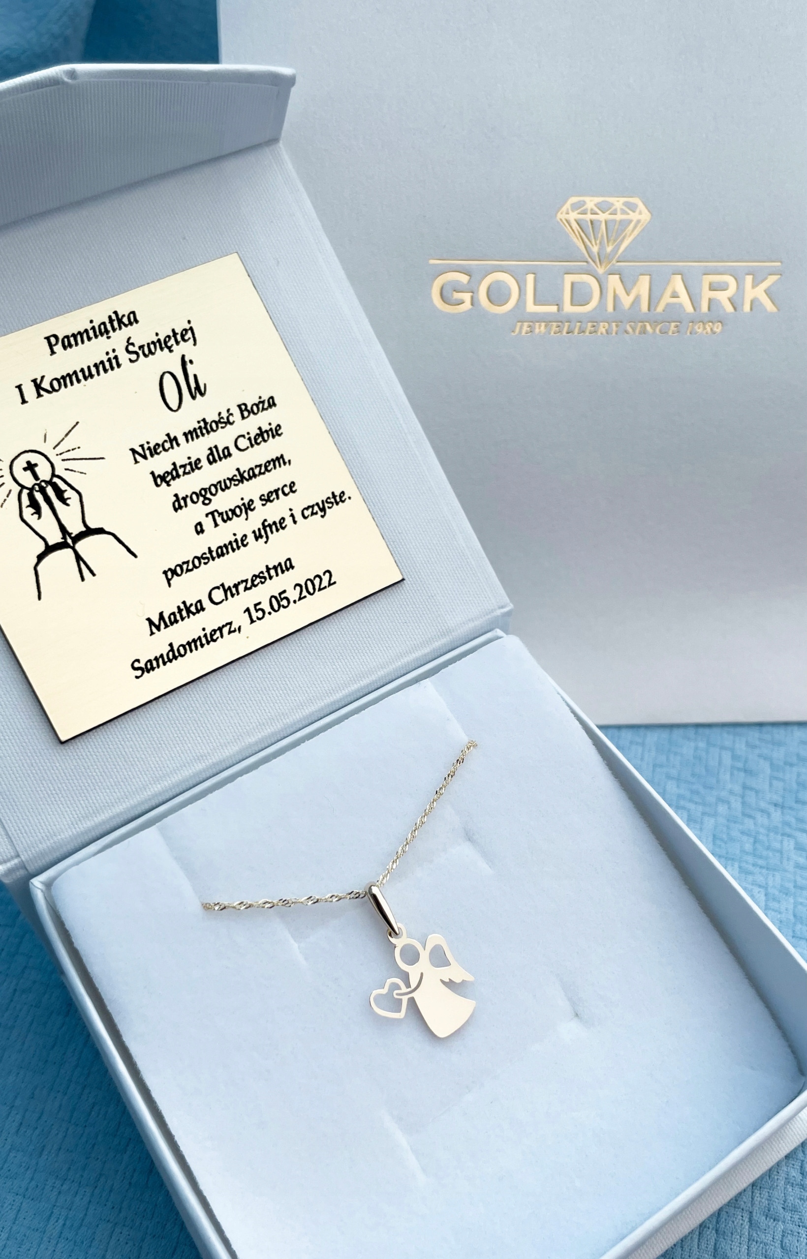 ZŁOTY NASZYJNIK MEDALIK CHRZEST KOMUNIA ŚWIĘTA 585 Marka Goldmark