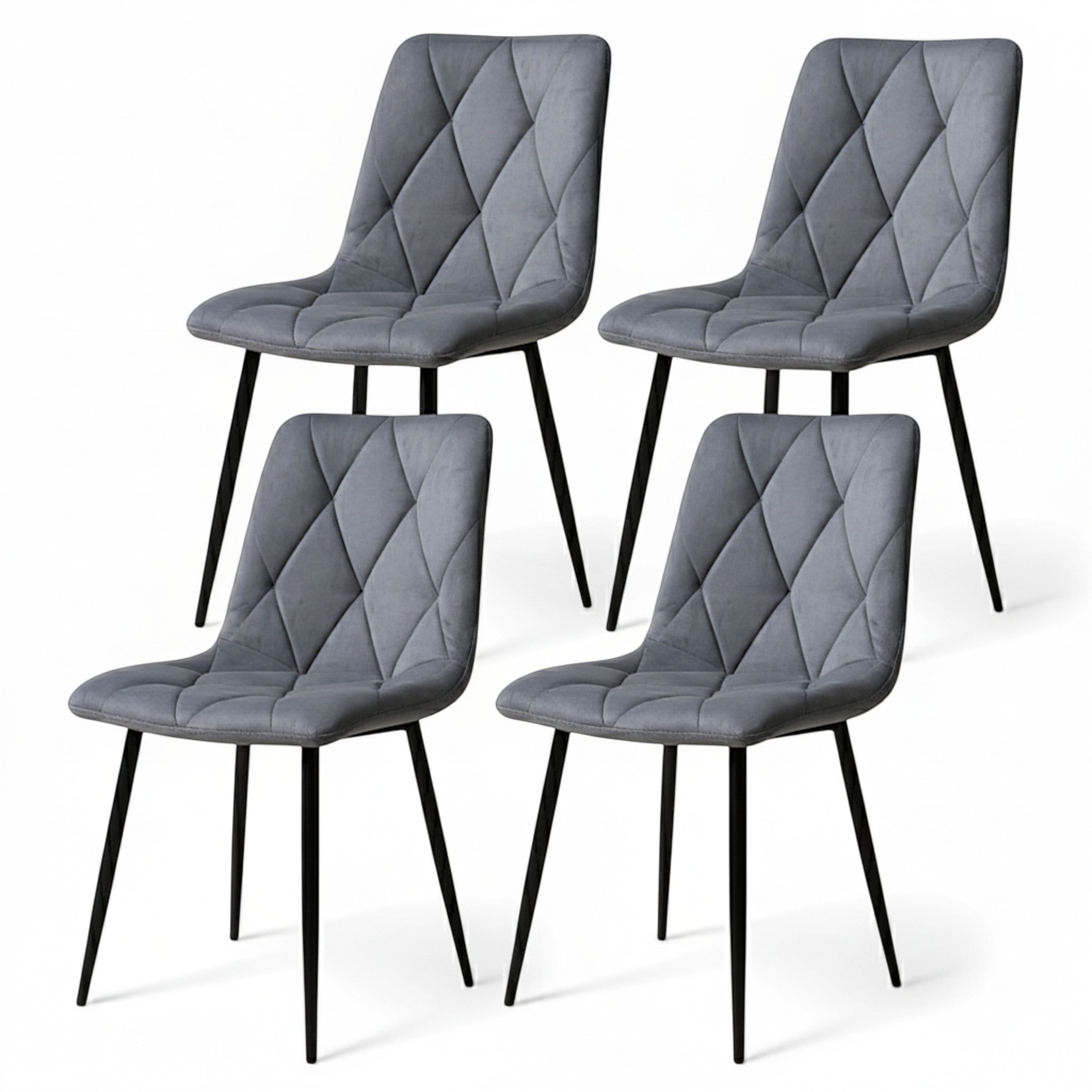 Čalouněné židle Velurové Šedé Skandinávské Romby Materiál Oekotex x4