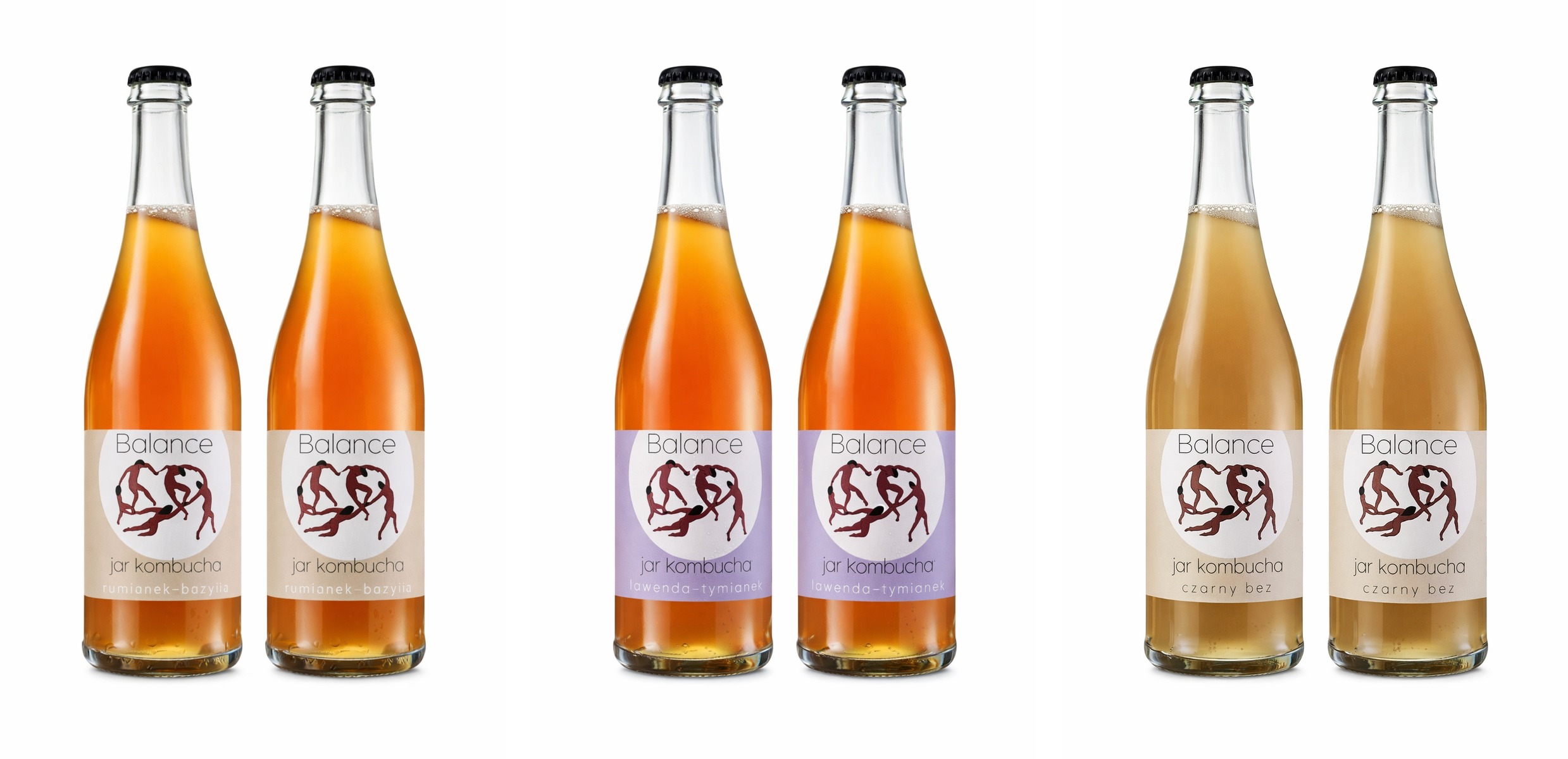 Levně Balance Kombucha jemná Bio Nepasterizovaná sada 750 ml x 6 Mix Chutí