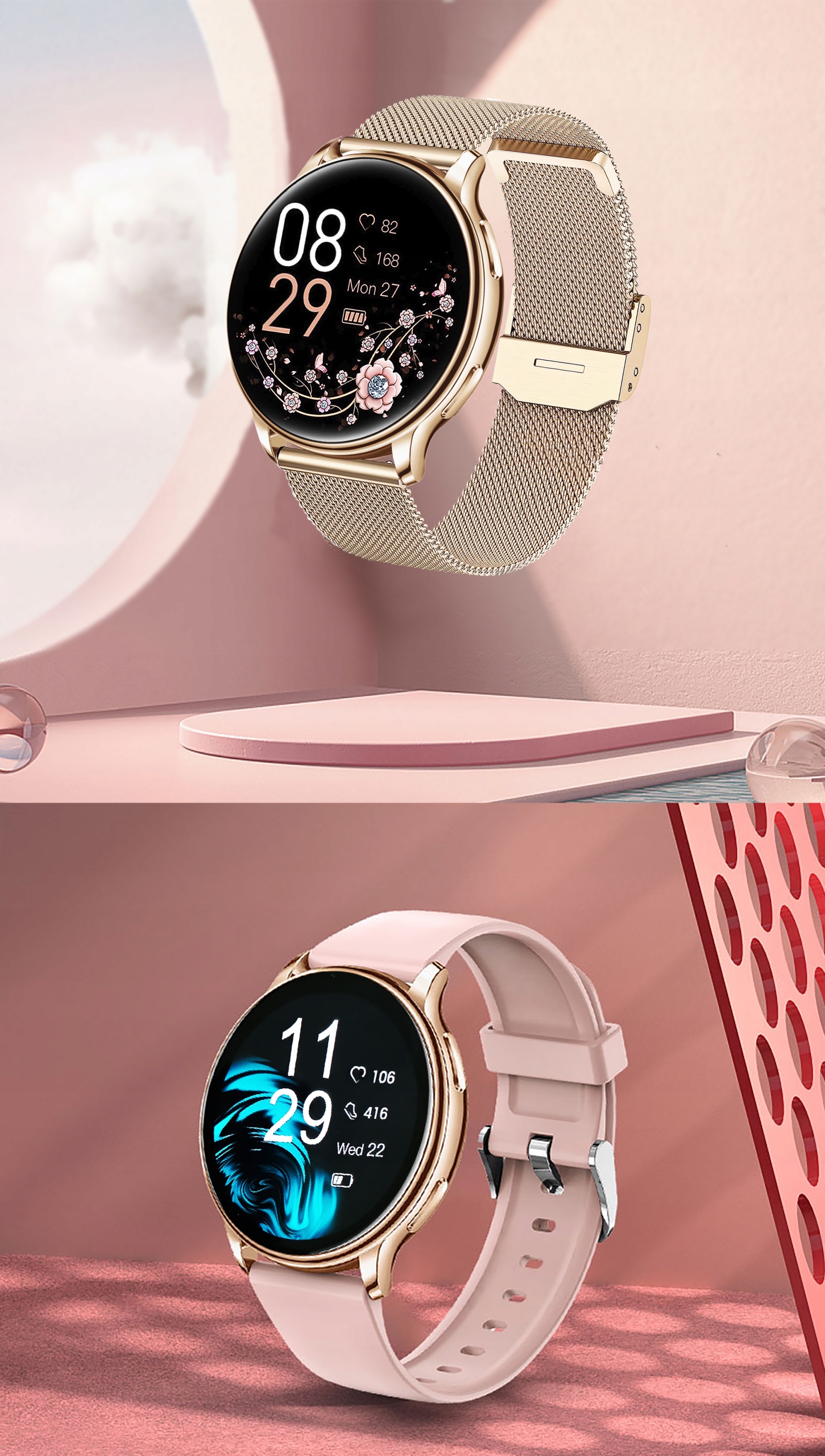 SMARTWATCH DAMSKI DLA KOBIETY ROZMOWY POWIADOMIENIA SPORT POMIARY MENU PL EAN (GTIN) 5905947550173