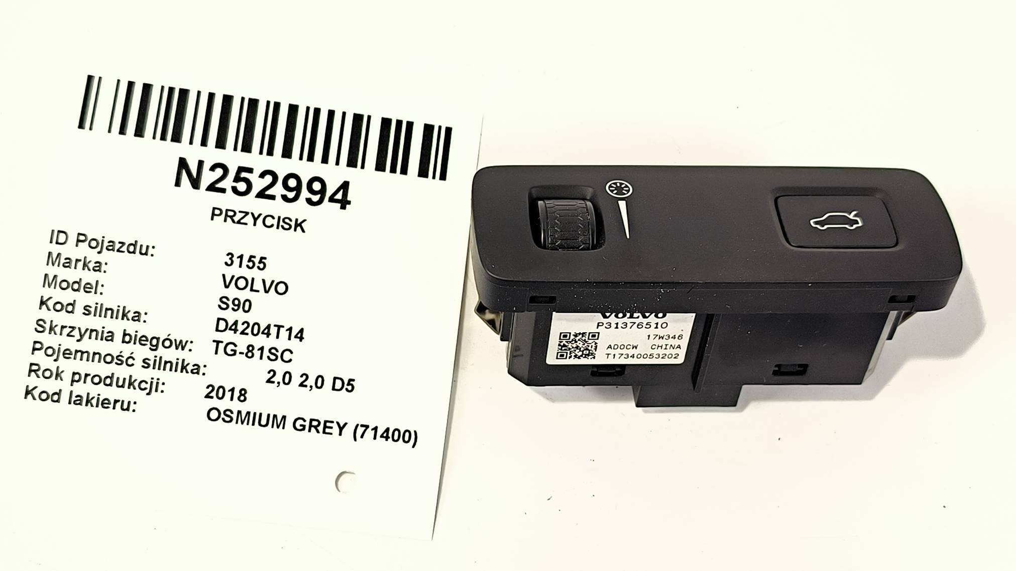 Bouton 31376510 VOLVO S90
