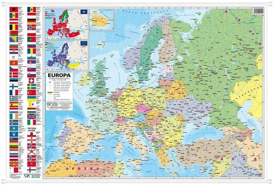 POLSKA EUROPA ŚWIAT MAPA ŚCIENNA ZESTAW 3 MAP RURKI PCV. Wyd. Piętka Nośnik książka papierowa