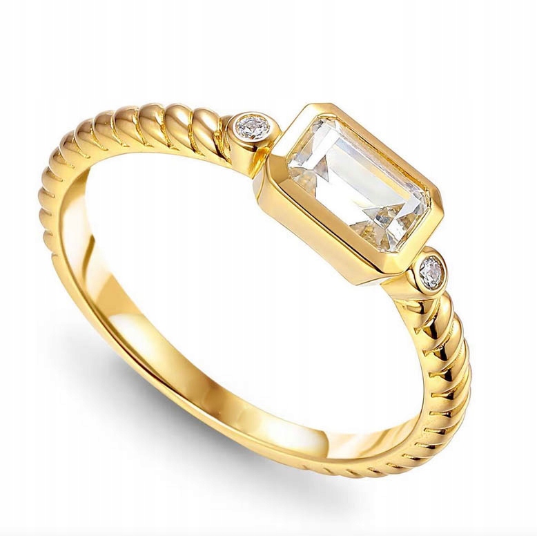 Zlatý Prstýnek 585 Bílý topaz a módní diamanty