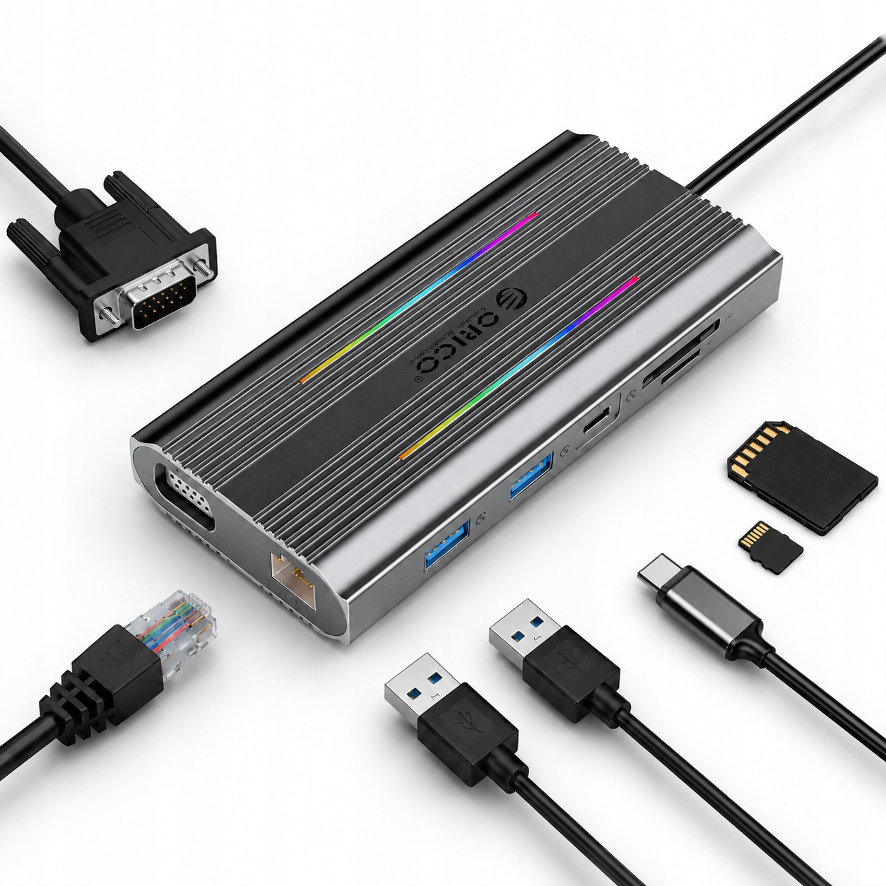 Stacja dokująca Usb-c Orico Xcr Rgb 12w1 Hdmi 4K Vga Pd 100W