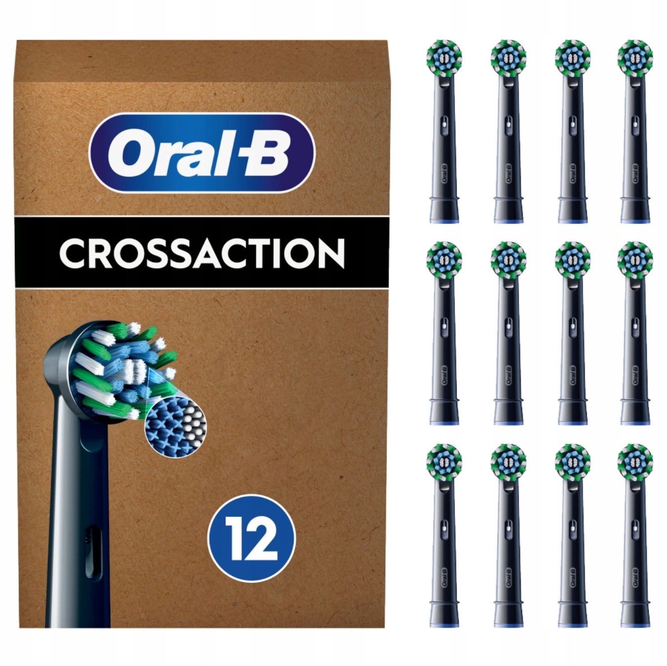 Końcówki Oral-B CrossAction 12 szt. – oryginalne, okrągłe główki