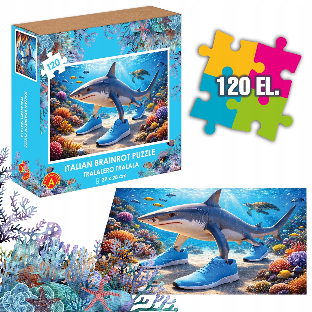 Puzzle Brainrot 120 el Rekin w Butach Tralalero Tralala Meme Viral Prezent