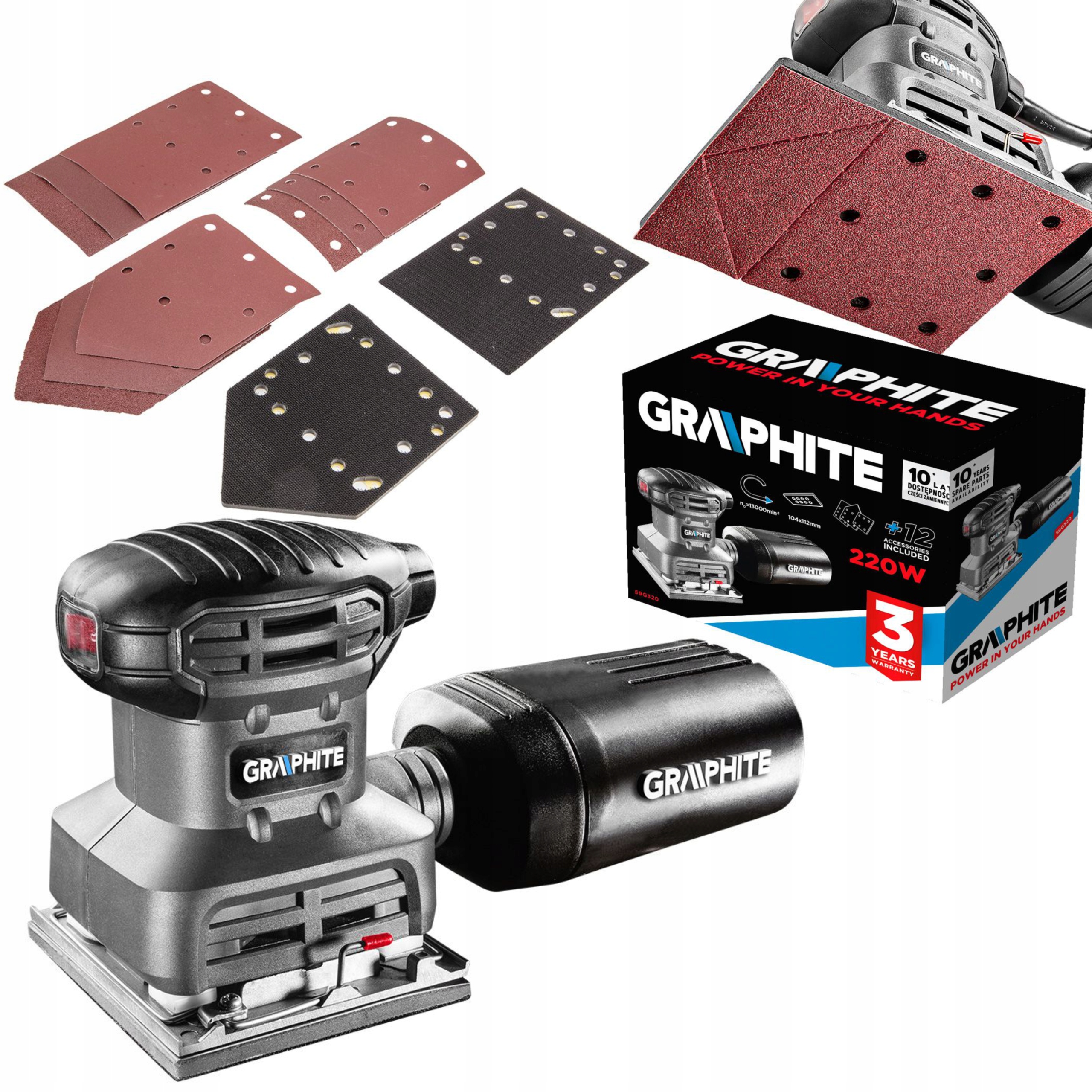 

Graphite Szlifierka Oscylacyjna 220W 104x112 MM