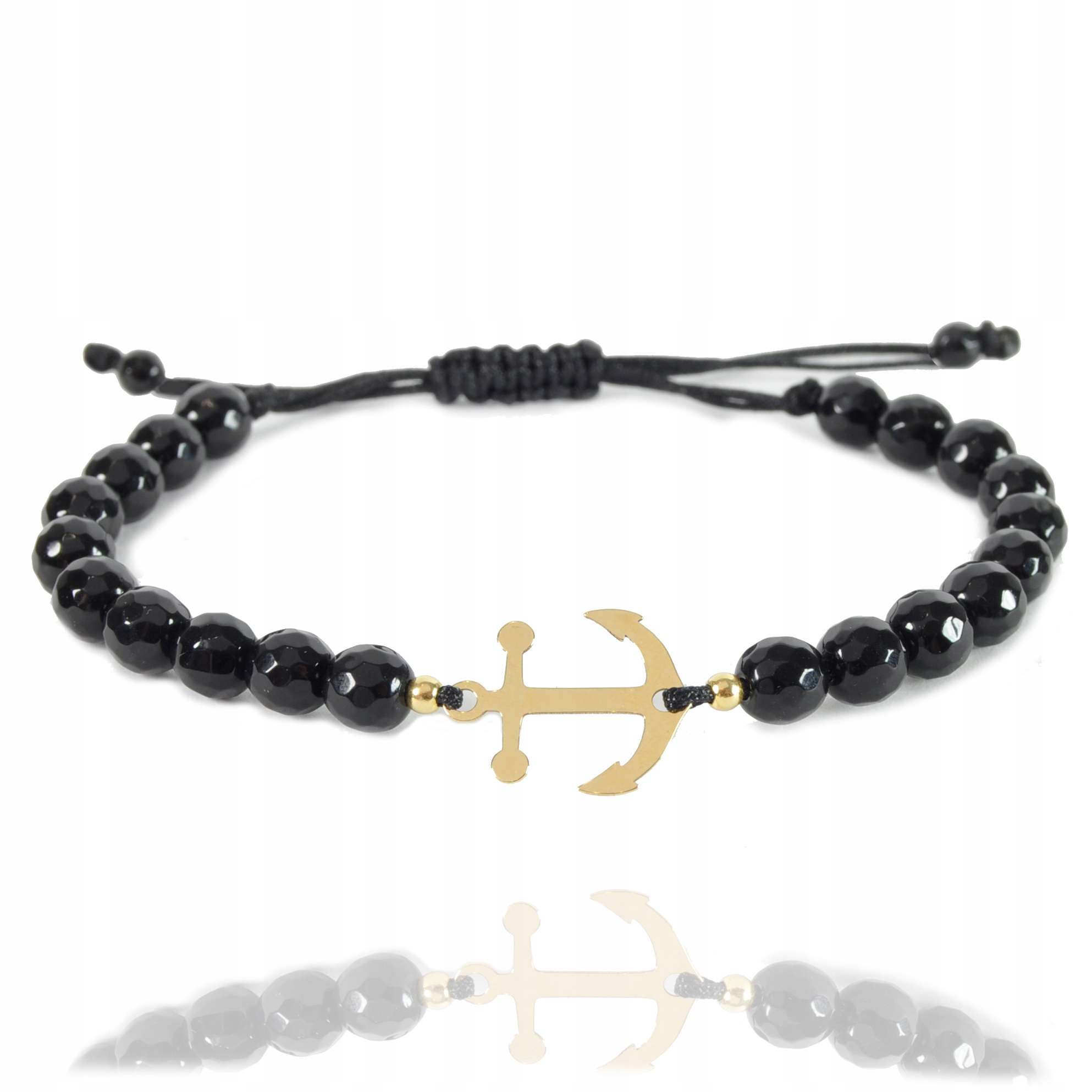 Náramek na provázku s kotvou a kuličkami, pr. 585