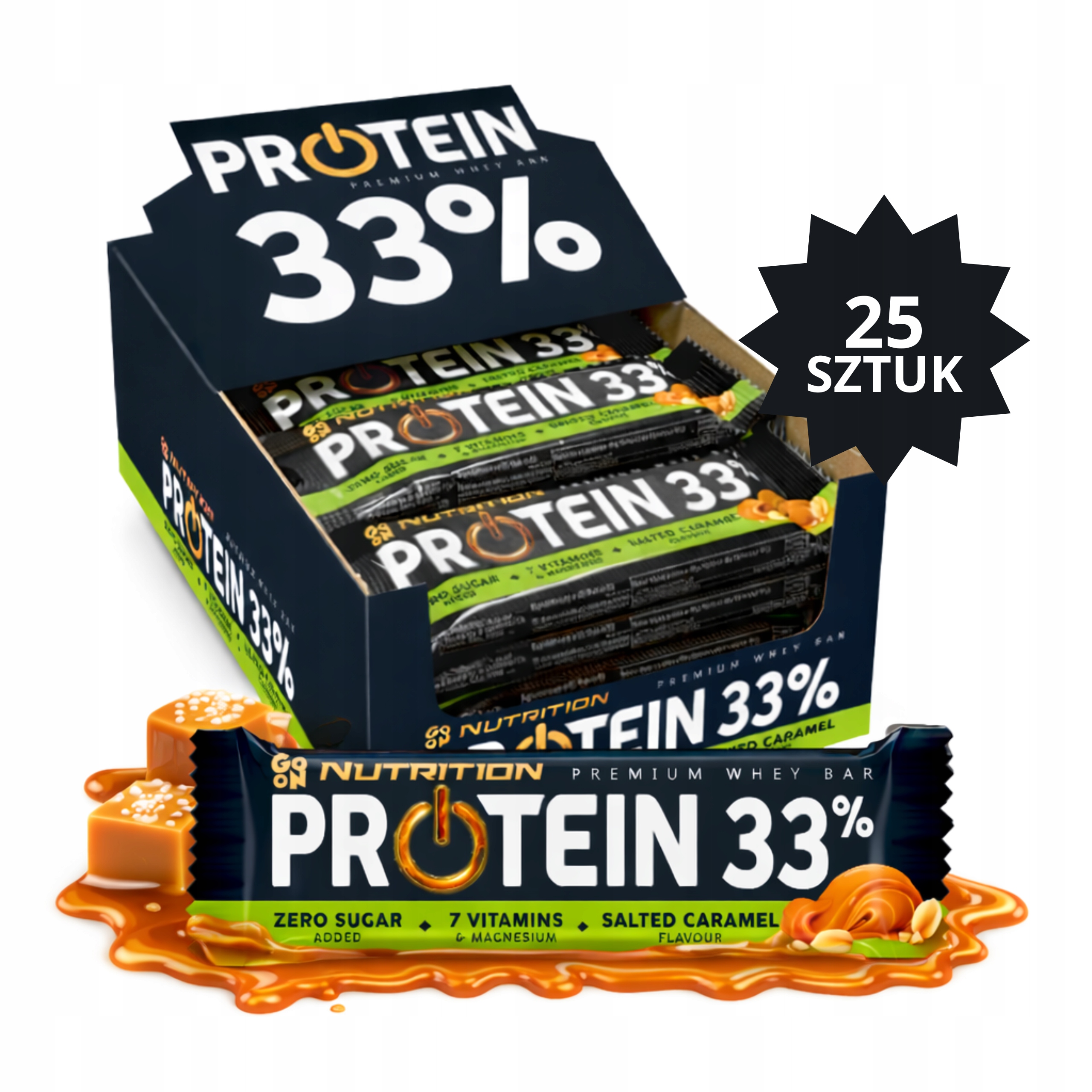 Baton proteinowy Go On nutrition 33% słony karmel zestaw 25x 50g Sante