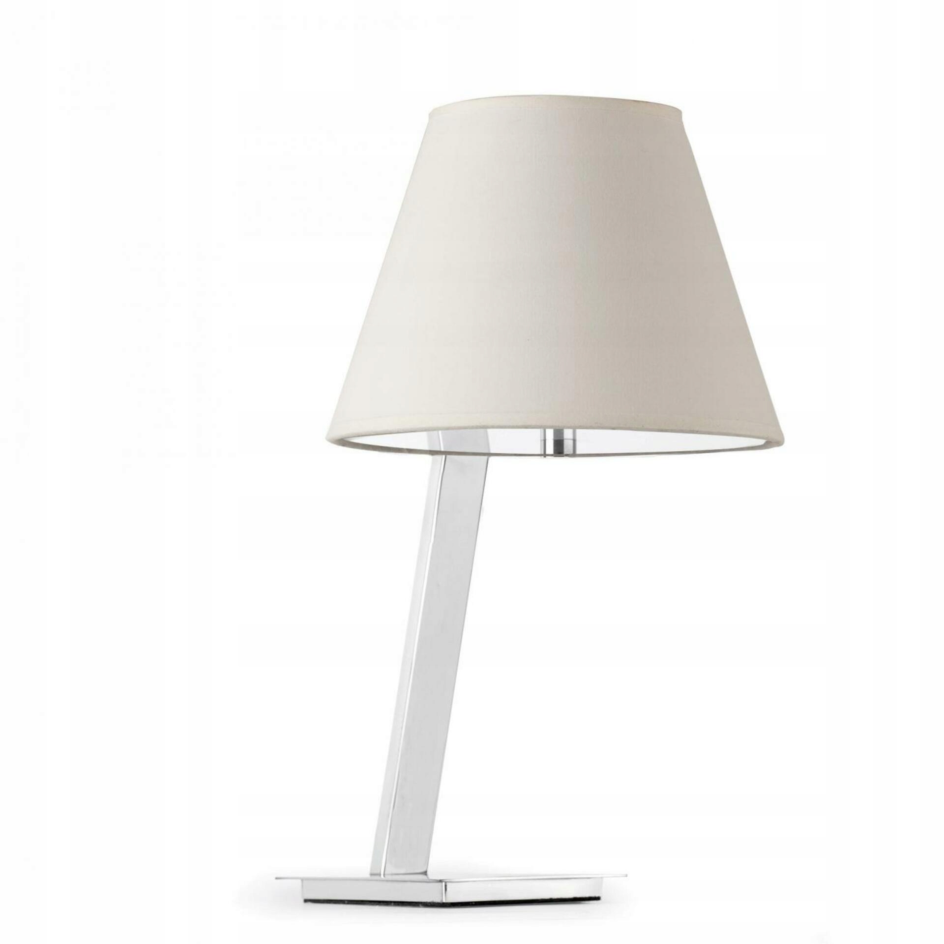 Faro Moma biela stolná lampa, chrómovaná oceľ, E27 IP20, moderný design
