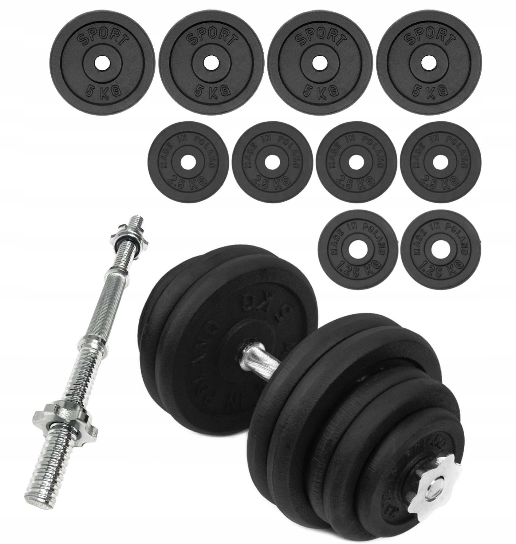 

Hantla Żeliwna 1x35kg hantel 35kg gryf obciążenie