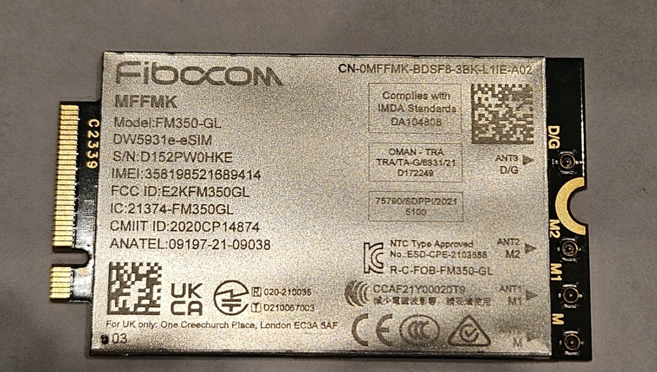 Modem DELL WWAN DW5931e eSIM FM350-GL 3052 5G 1Y GW Dedykowany do 9440